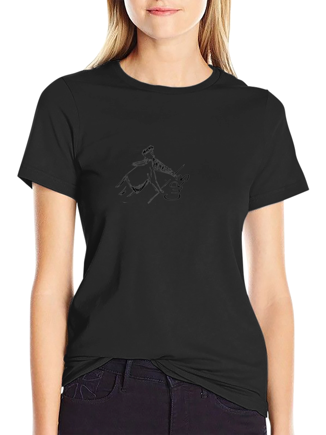 Mens Black Graphic Tee - Abstract Design