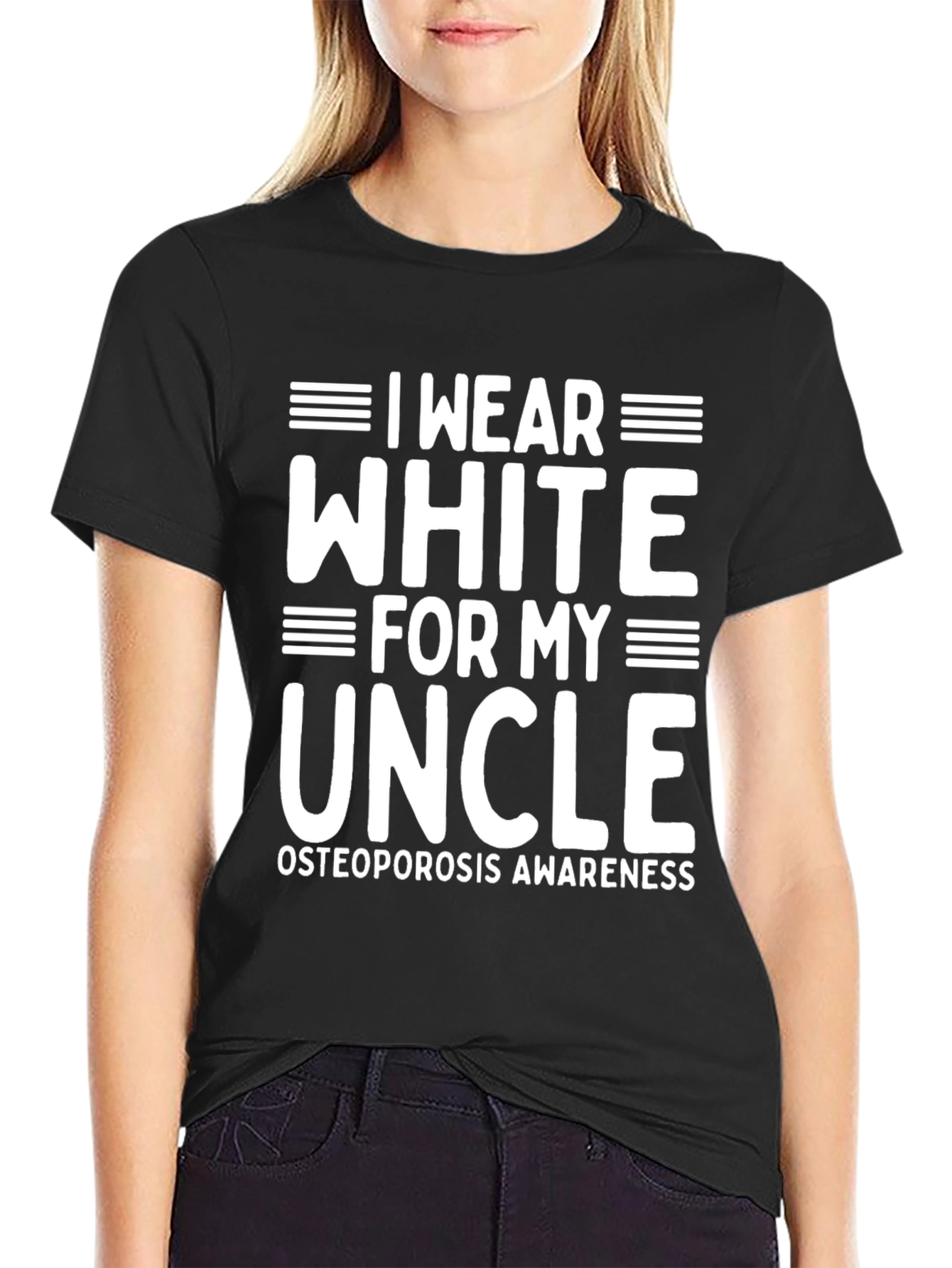 I Wear White for My Uncle Osteoporosis Awareness T-Shirt