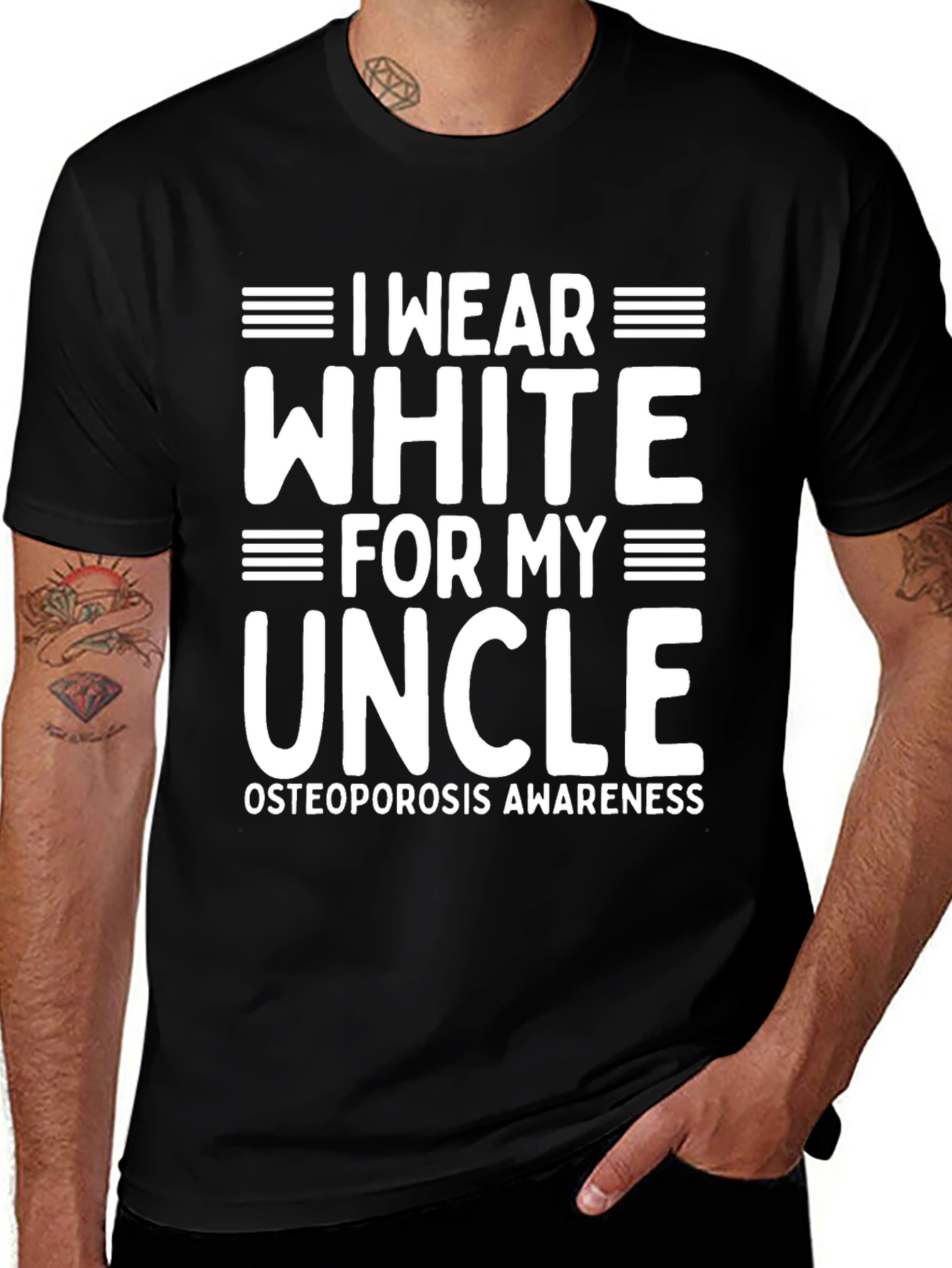 I Wear White for My Uncle Osteoporosis Awareness T-Shirt