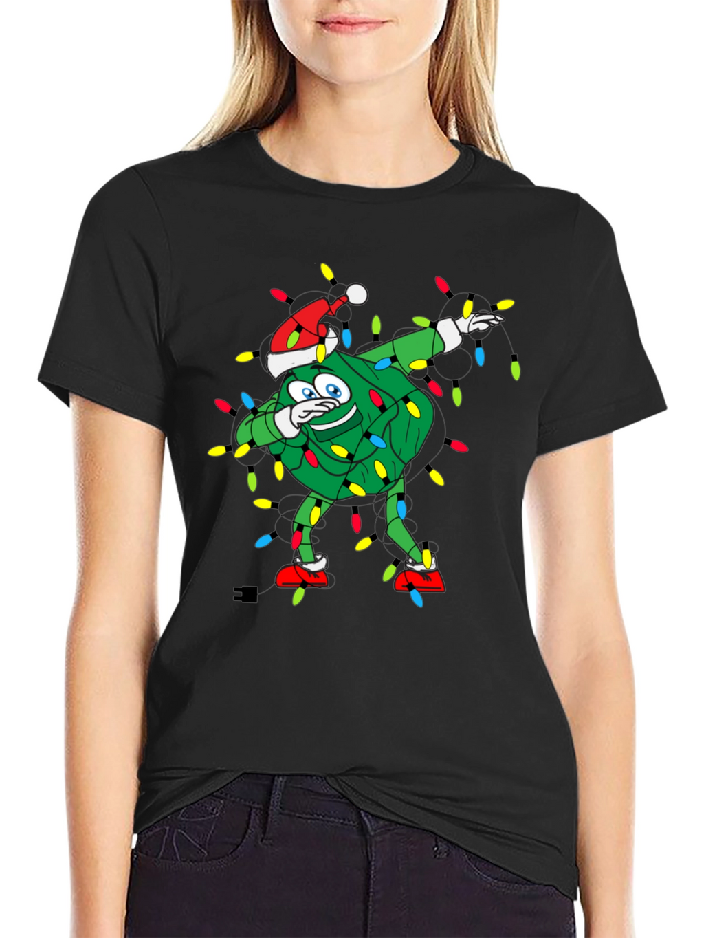 Dabbing Christmas Tree Black T-Shirt