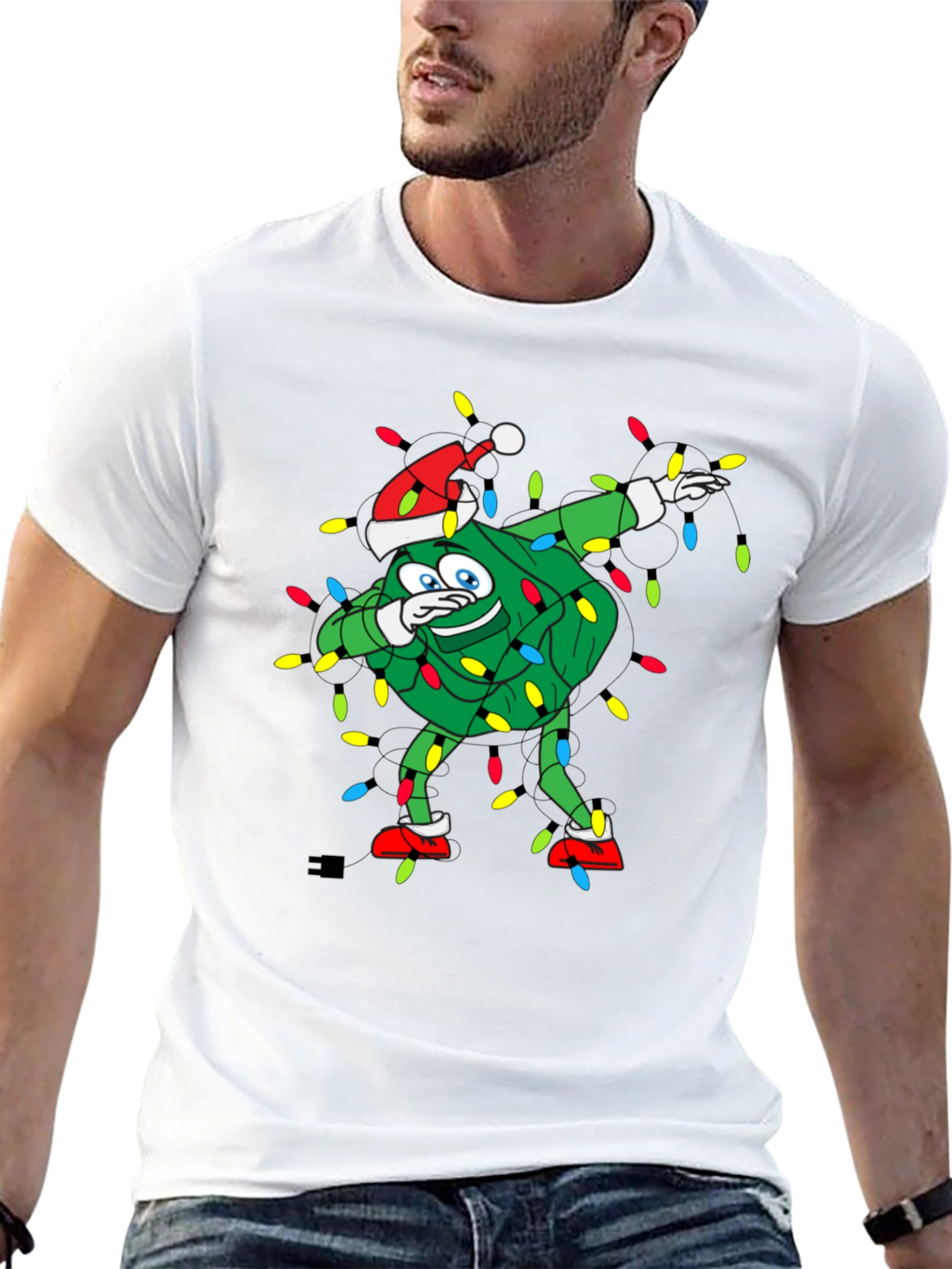 Dabbing Christmas Tree Black T-Shirt