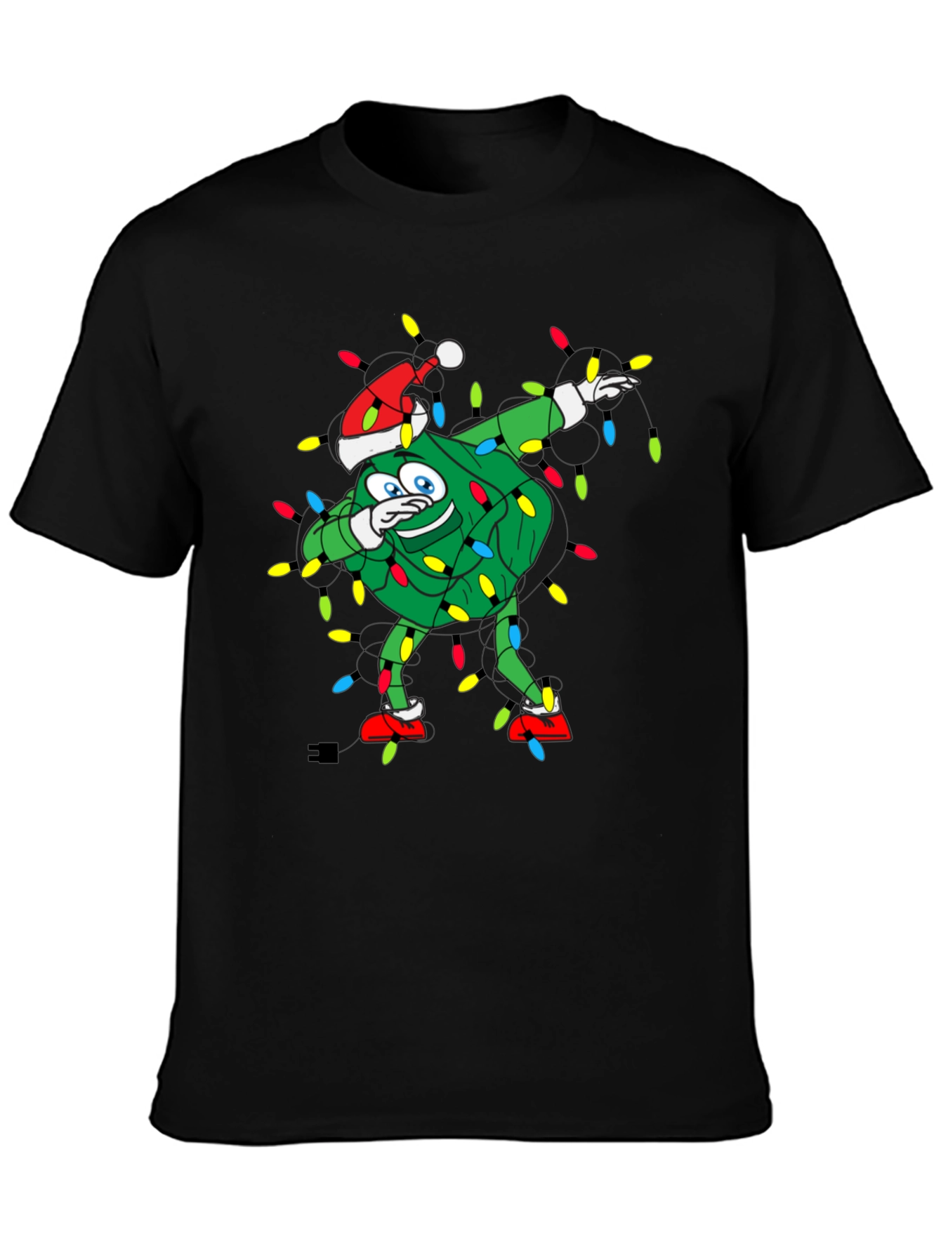 Dabbing Christmas Tree Black T-Shirt