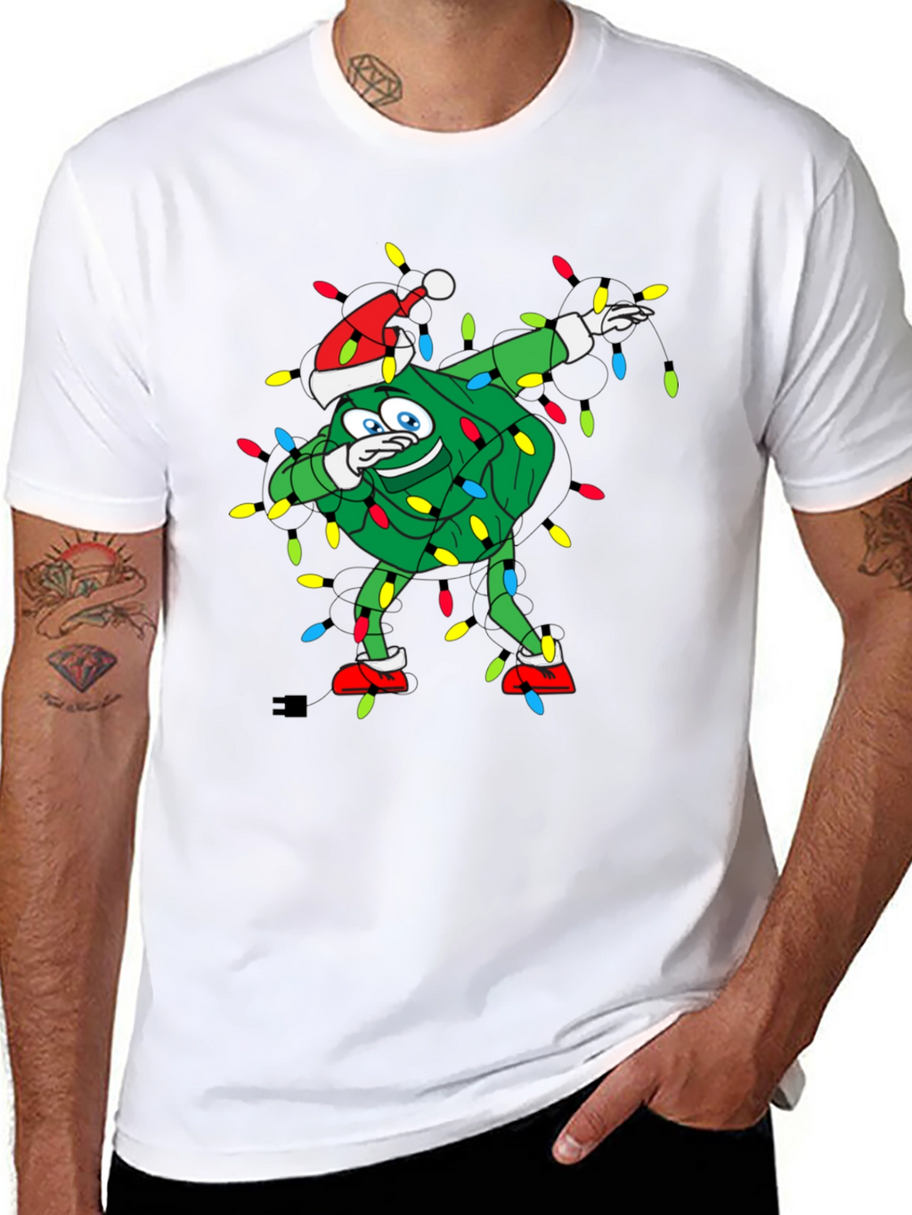 Dabbing Christmas Tree Black T-Shirt