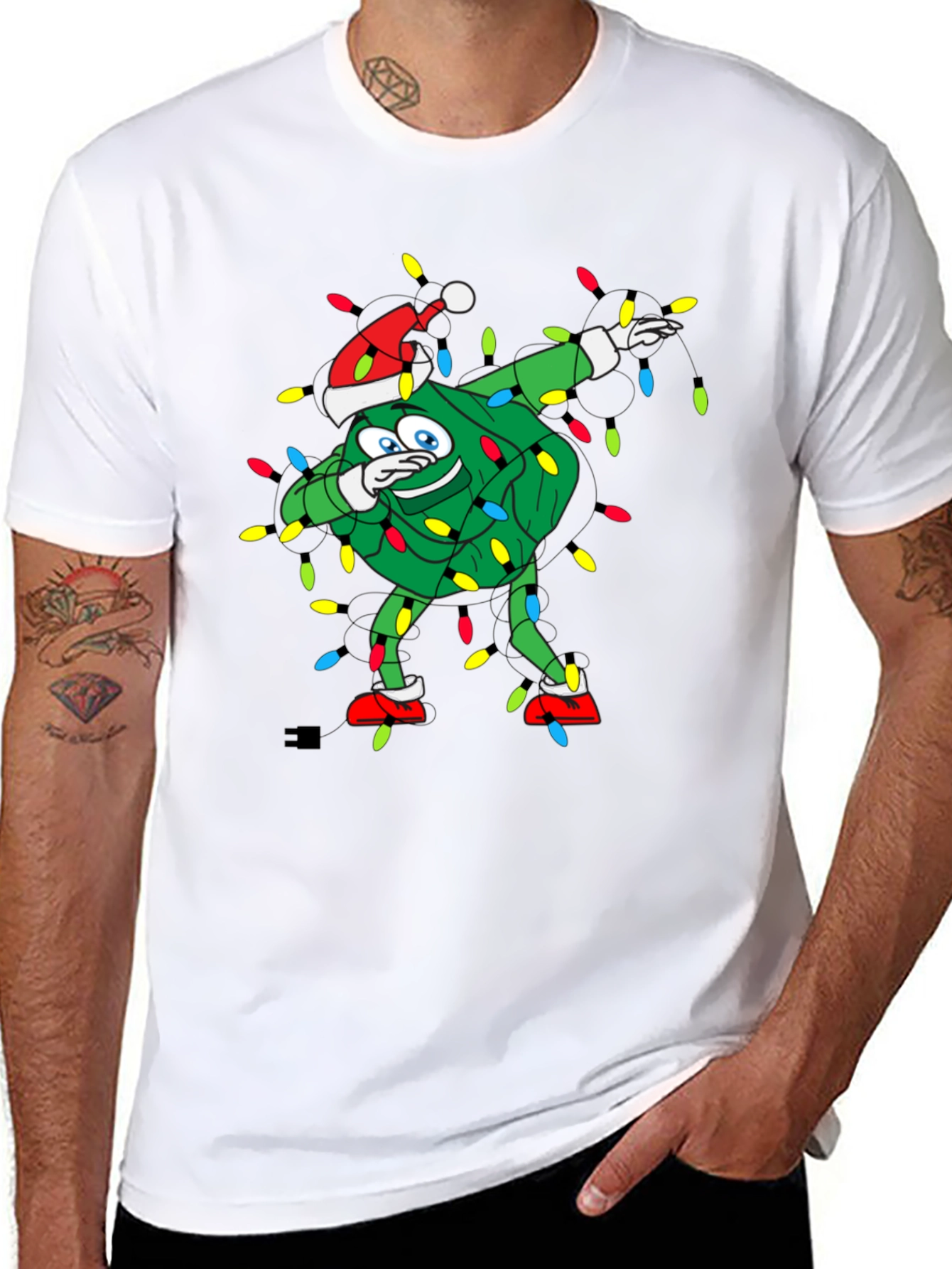 Dabbing Christmas Tree Black T-Shirt