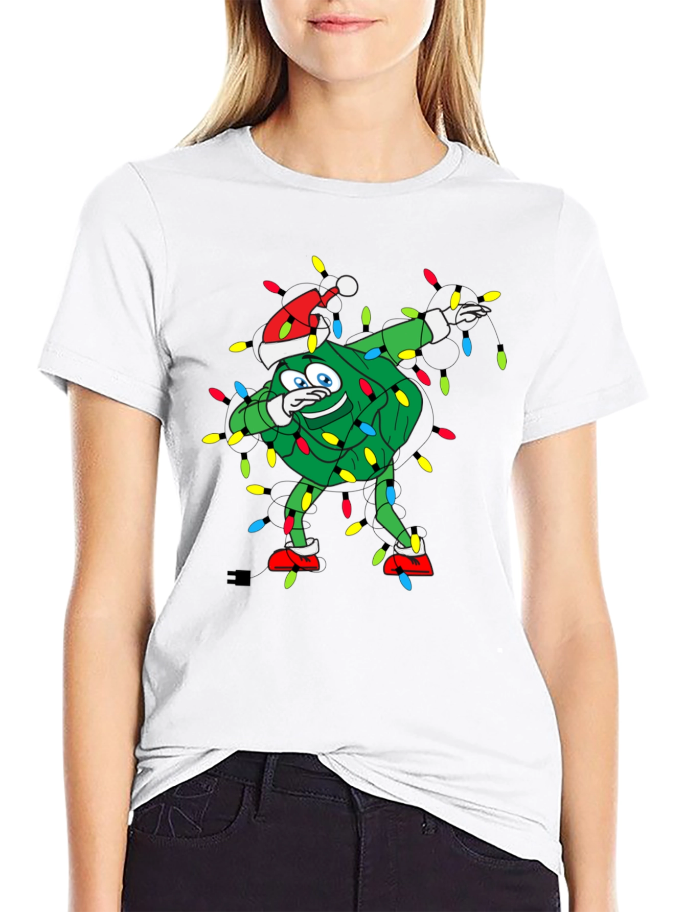 Dabbing Christmas Tree Black T-Shirt