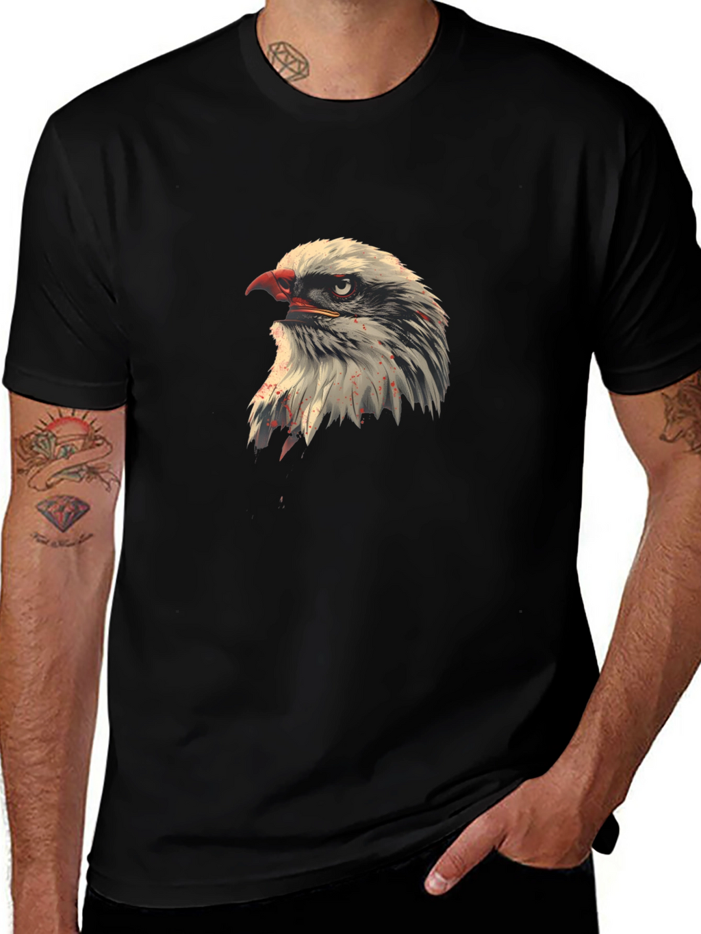 Eagle Head Graphic Black T-Shirt
