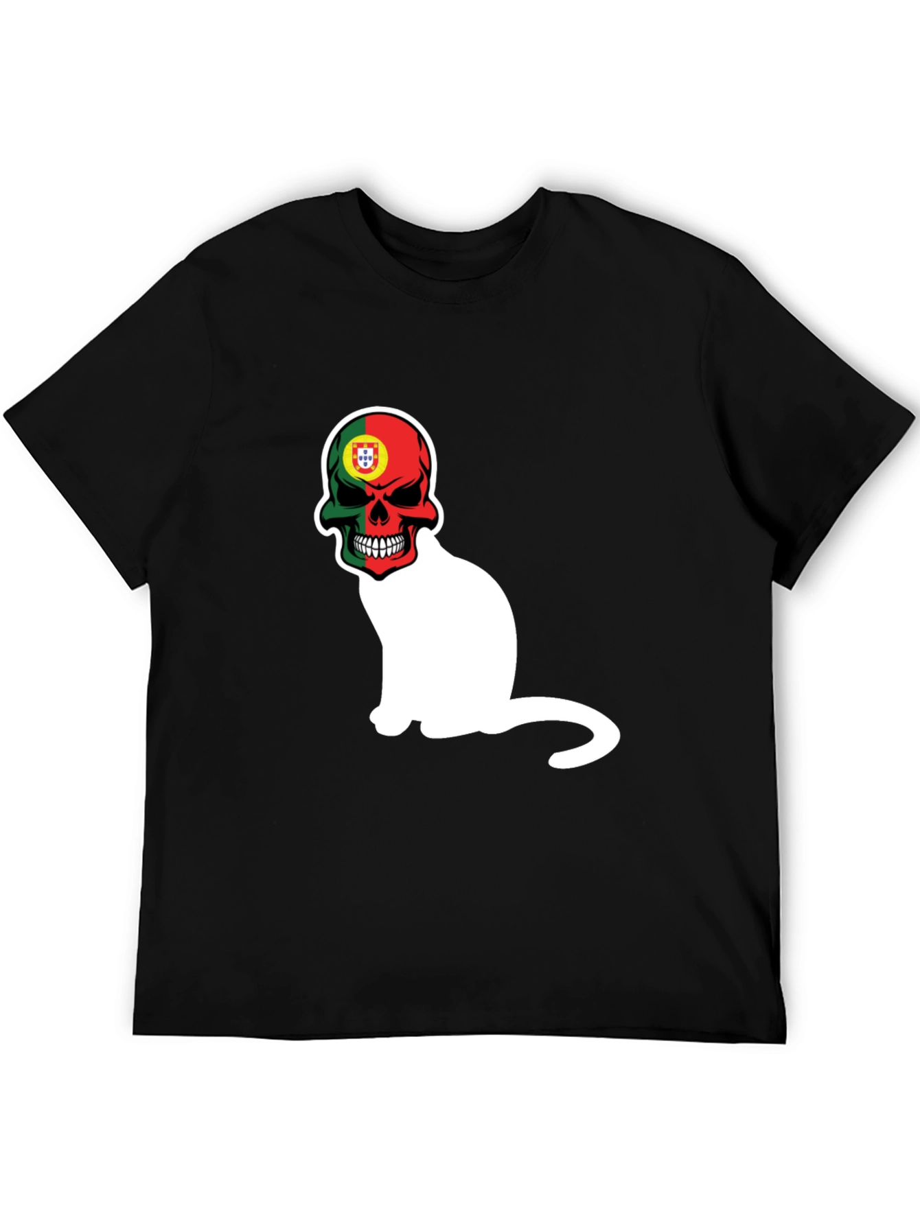 Portugal Skull Cat Graphic Tee - Mens Black T-Shirt