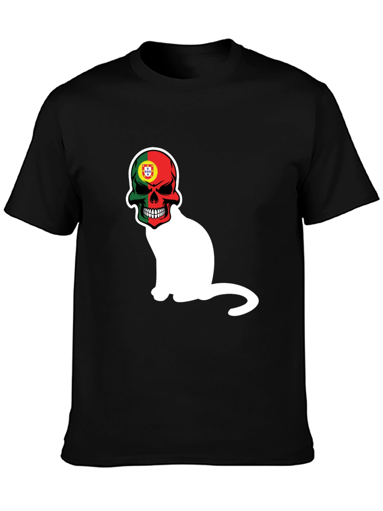 Portugal Skull Cat Graphic Tee - Mens Black T-Shirt