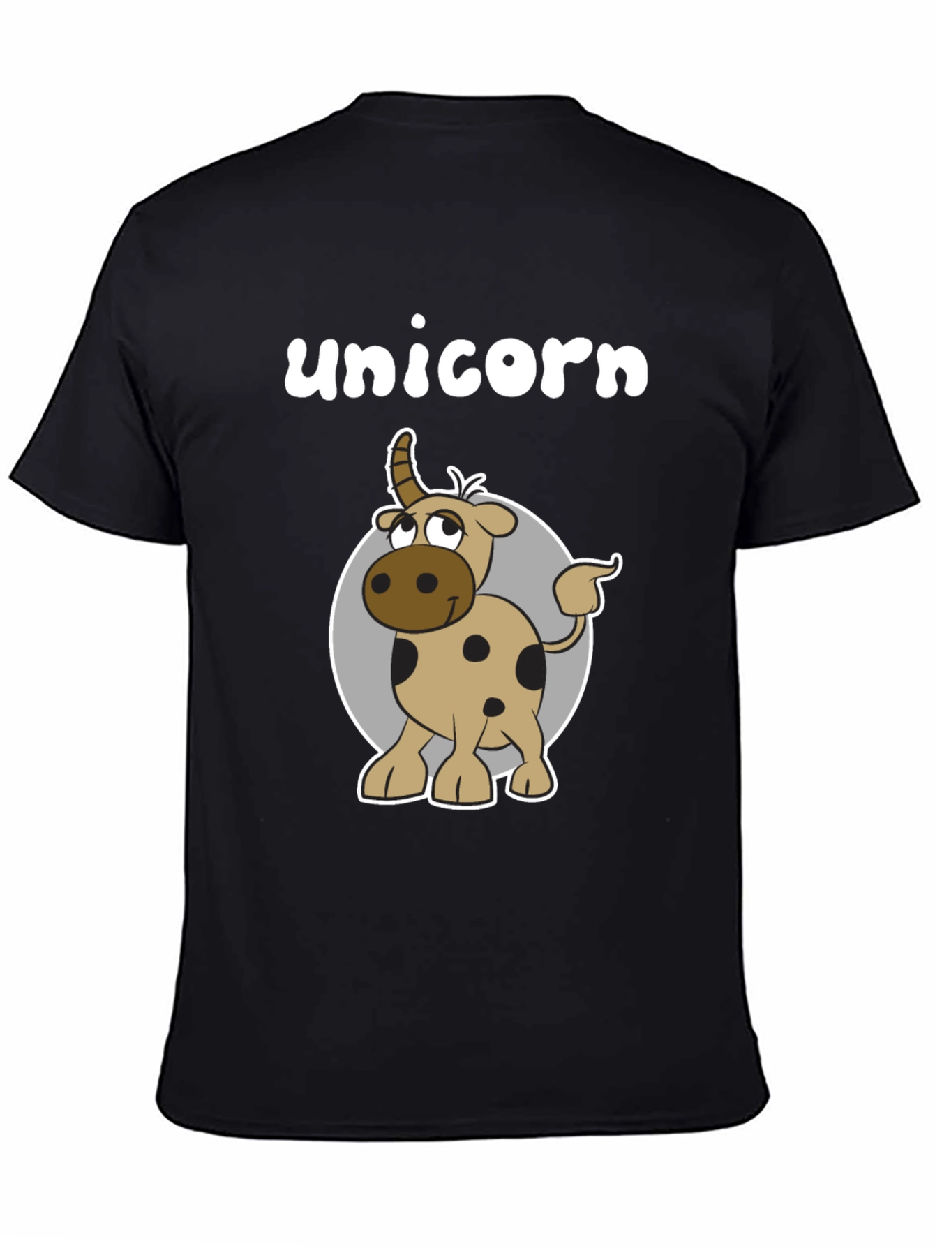 Unicorn Cartoon Graphic T-Shirt - Black Casual Tee