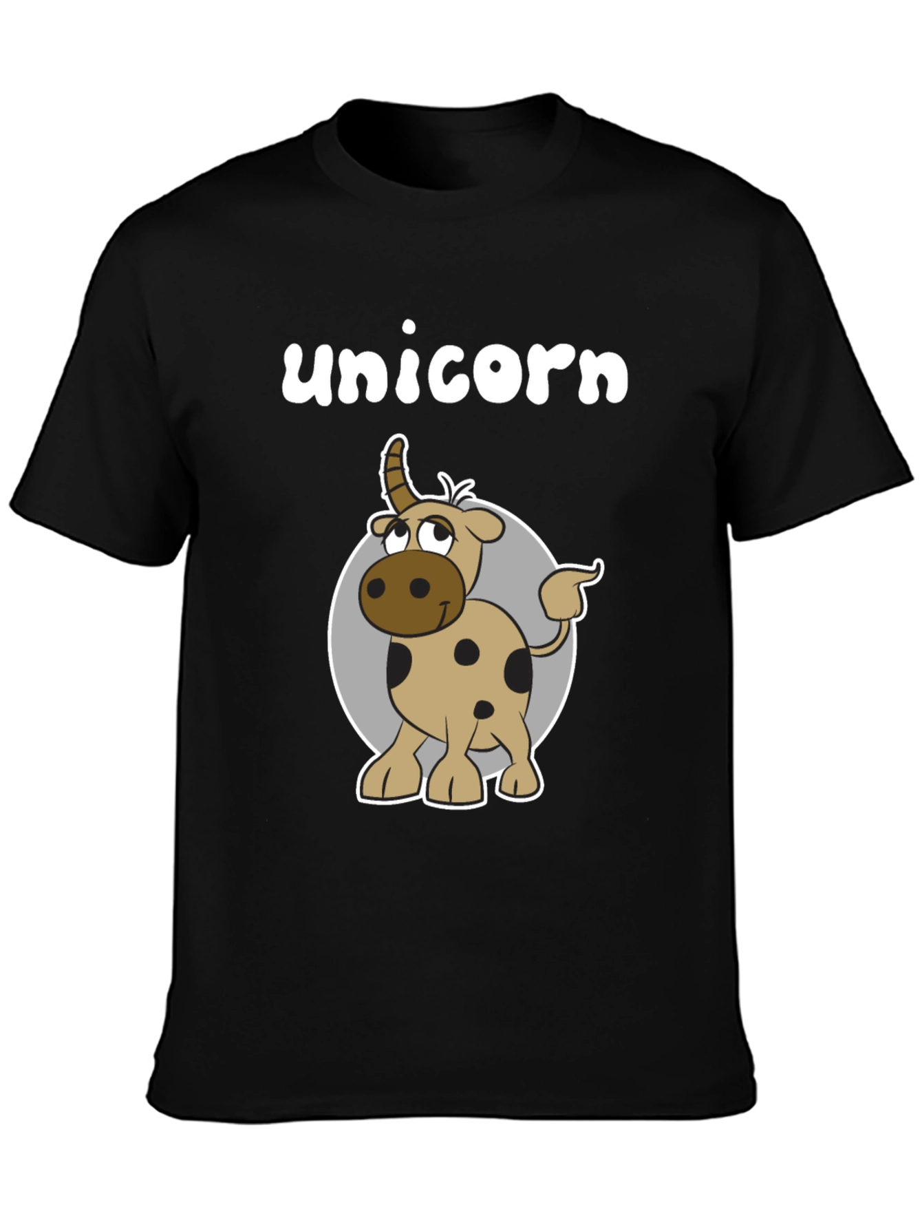 Unicorn Cartoon Graphic T-Shirt - Black Casual Tee