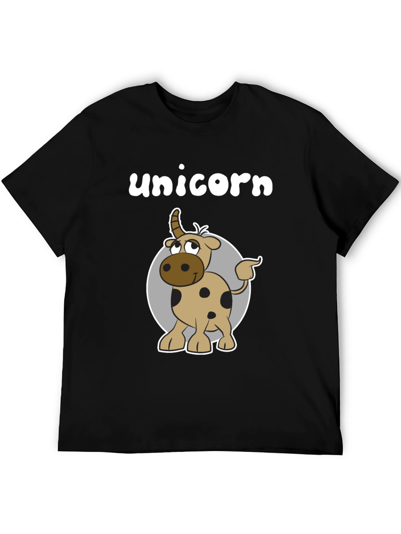 Unicorn Cartoon Graphic T-Shirt - Black Casual Tee