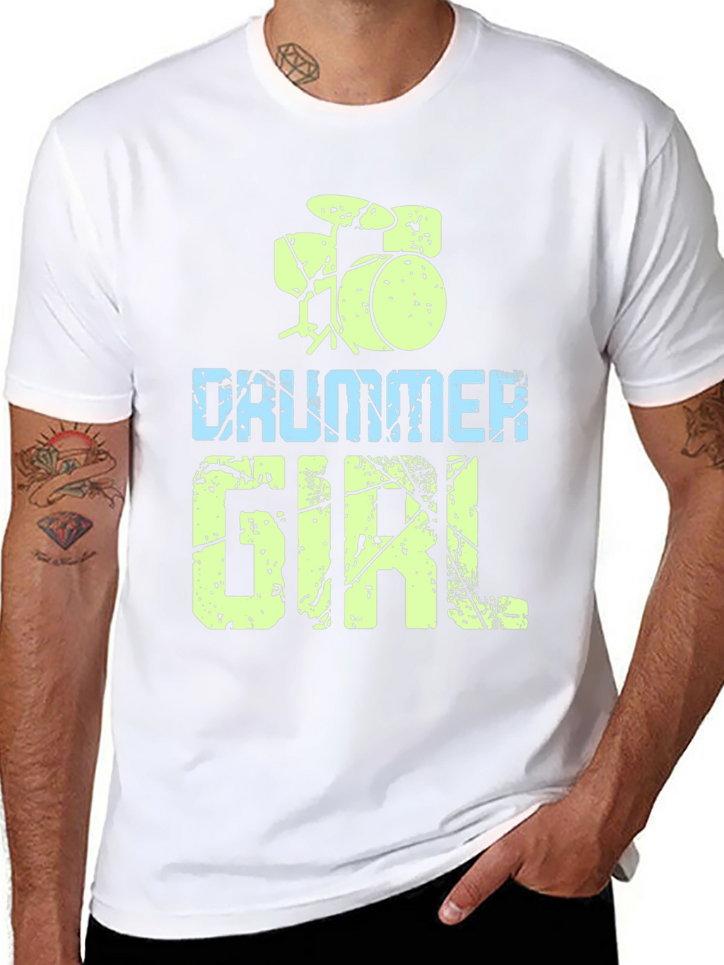 Drummer Girl Black T-Shirt - Music Lover Tee