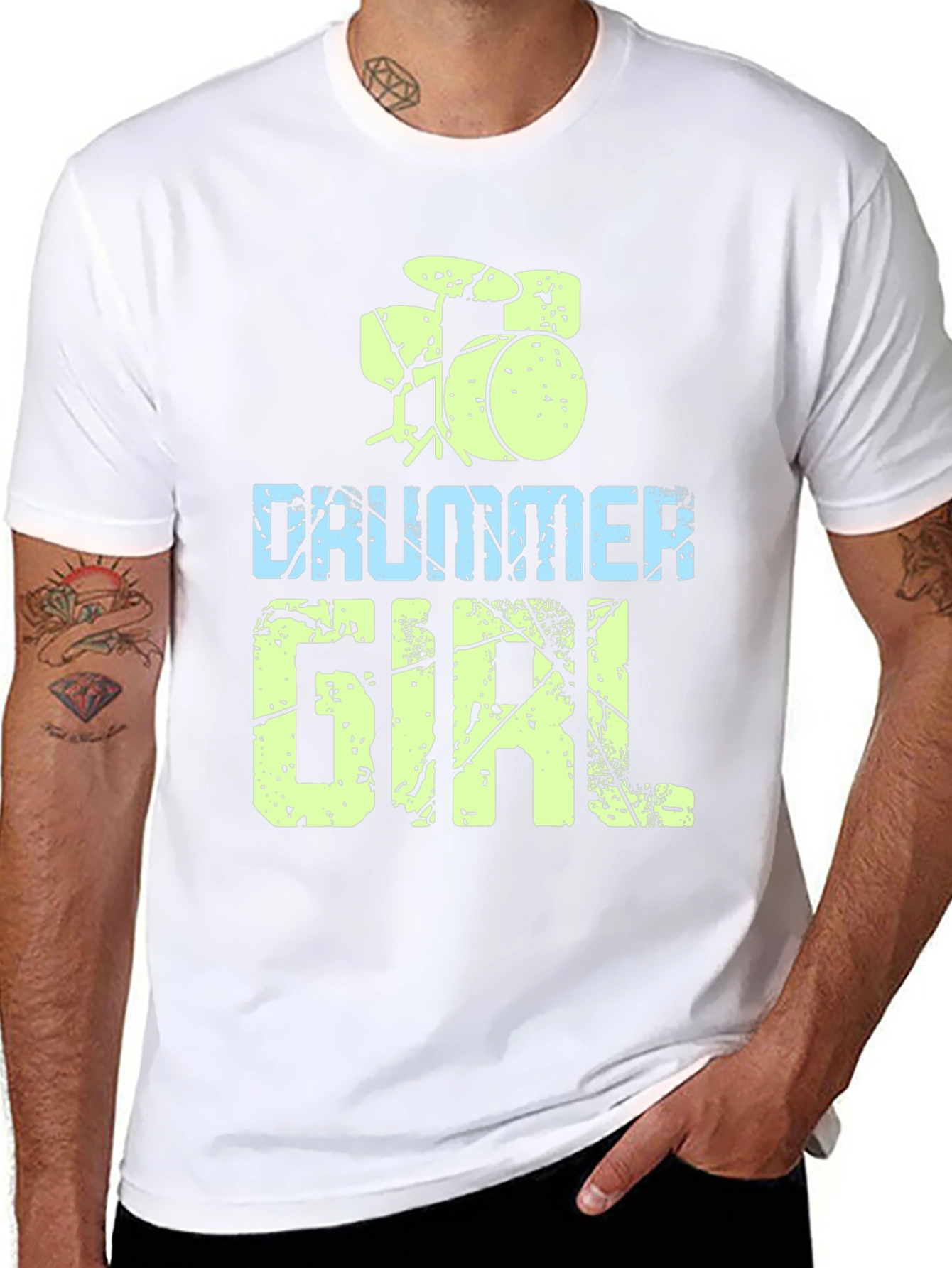 Drummer Girl Black T-Shirt - Music Lover Tee