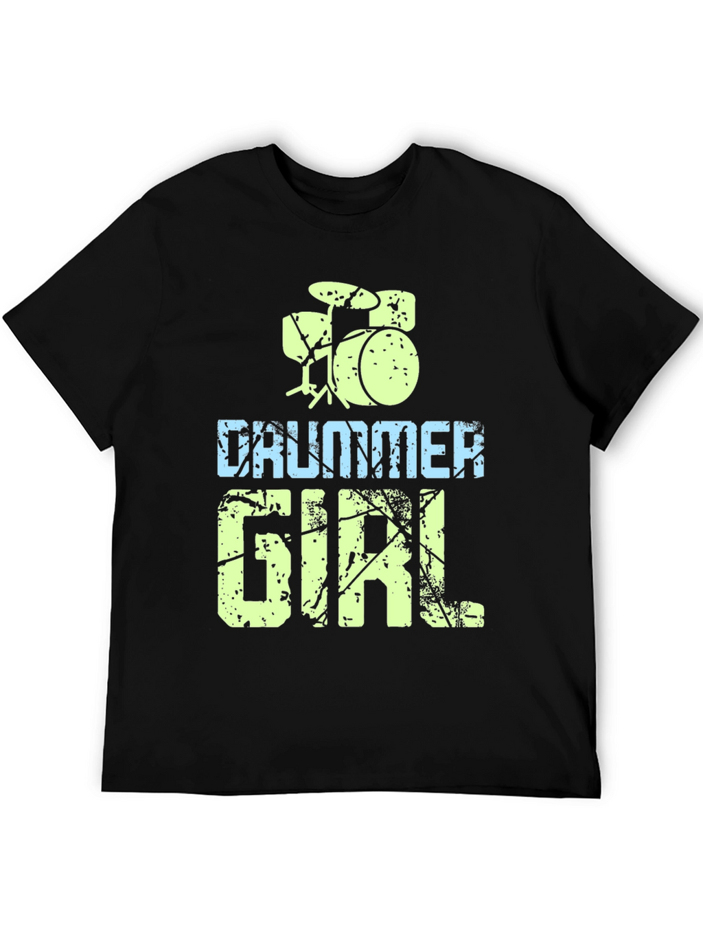 Drummer Girl Black T-Shirt - Music Lover Tee