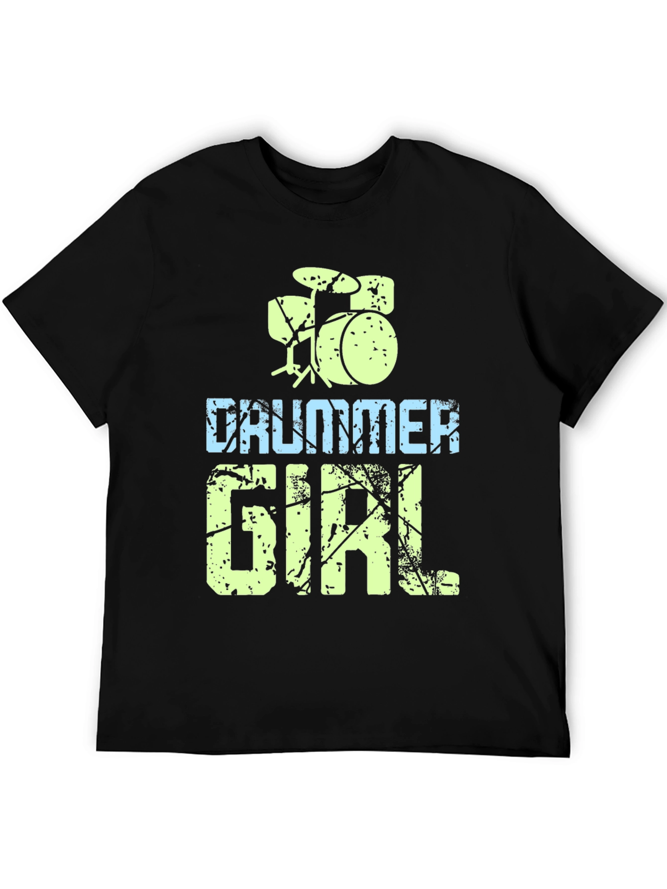 Drummer Girl Black T-Shirt - Music Lover Tee