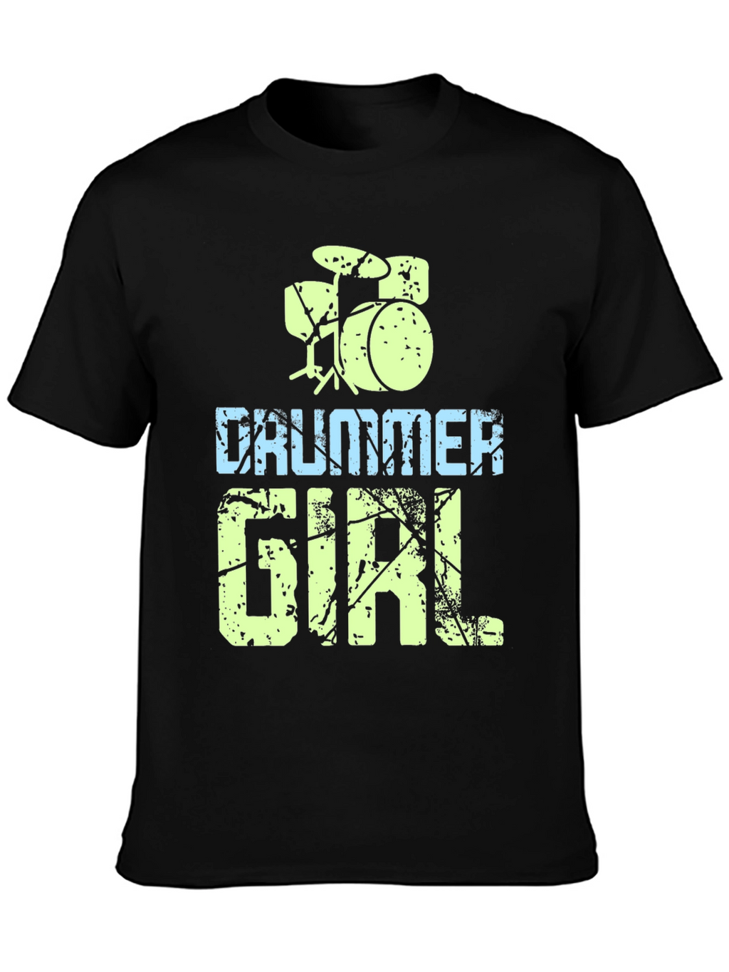 Drummer Girl Black T-Shirt - Music Lover Tee