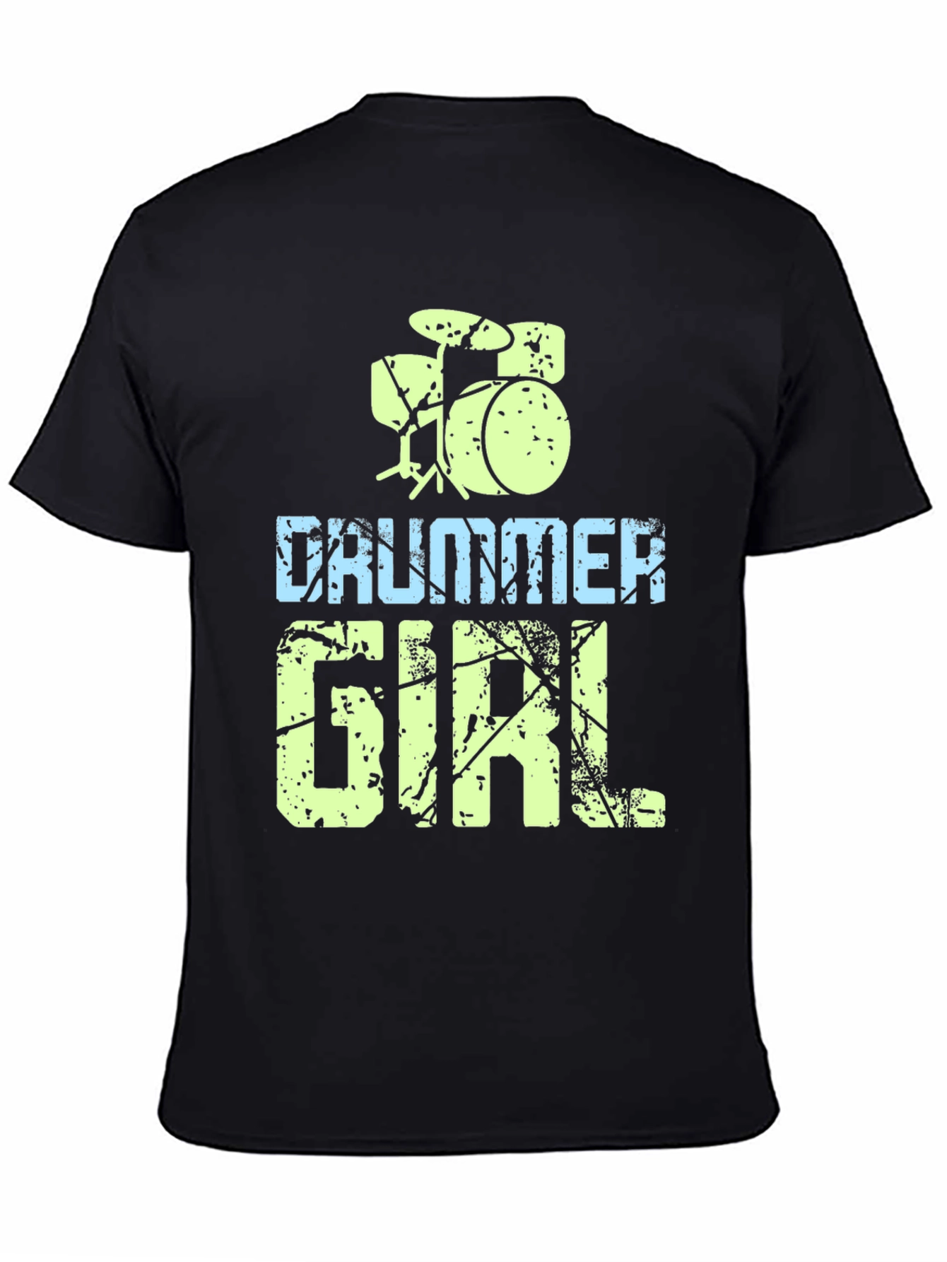 Drummer Girl Black T-Shirt - Music Lover Tee