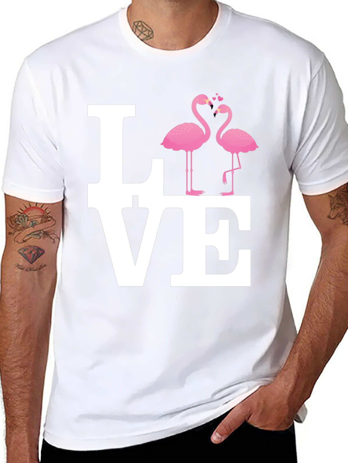 Love Flamingo Graphic Black T-Shirt
