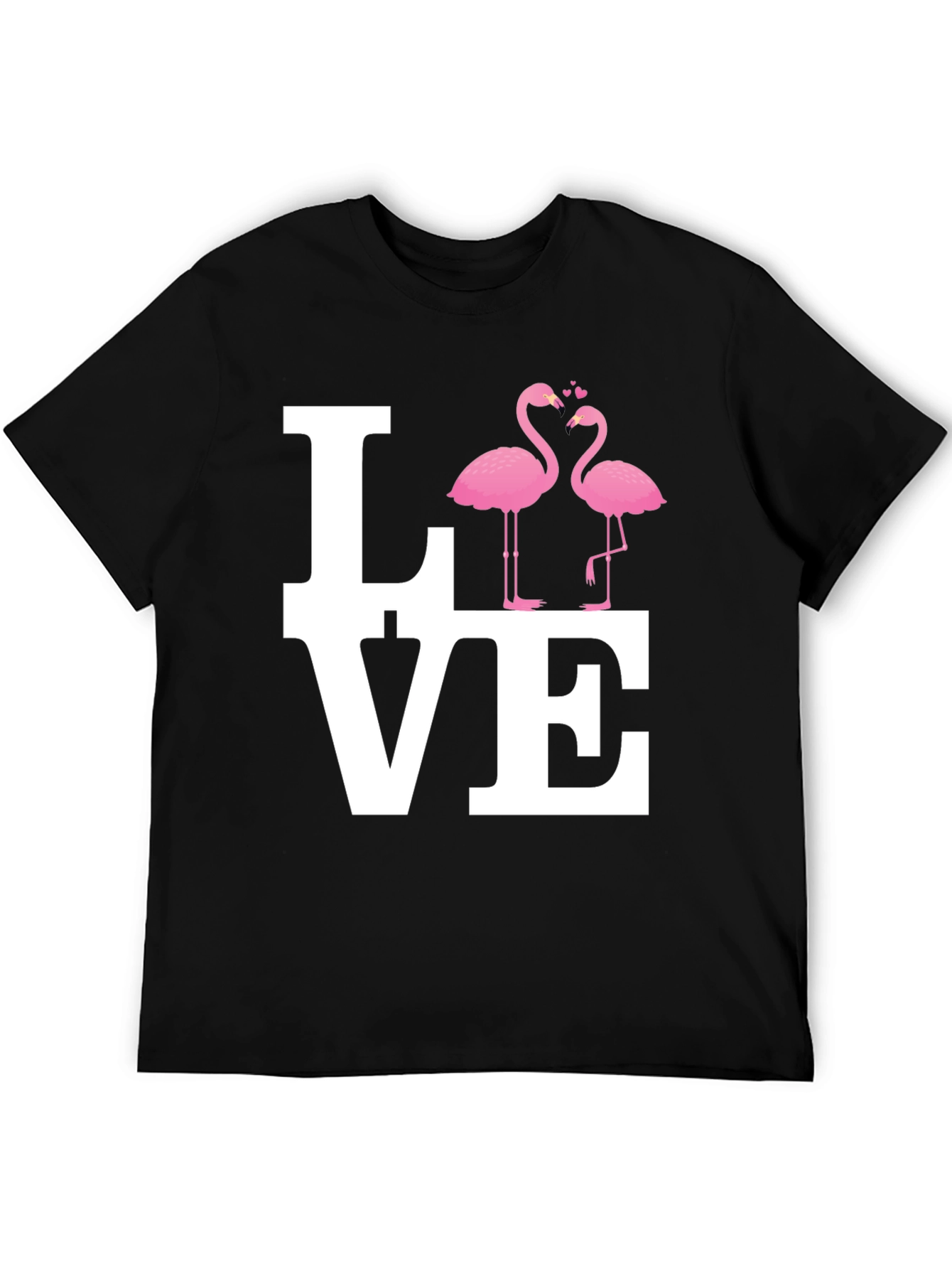 Love Flamingo Graphic Black T-Shirt