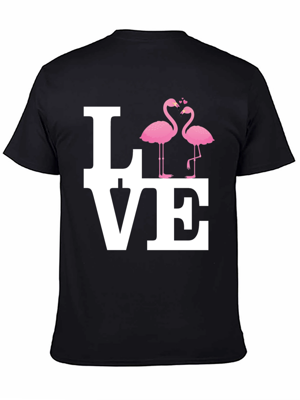 Love Flamingo Graphic Black T-Shirt