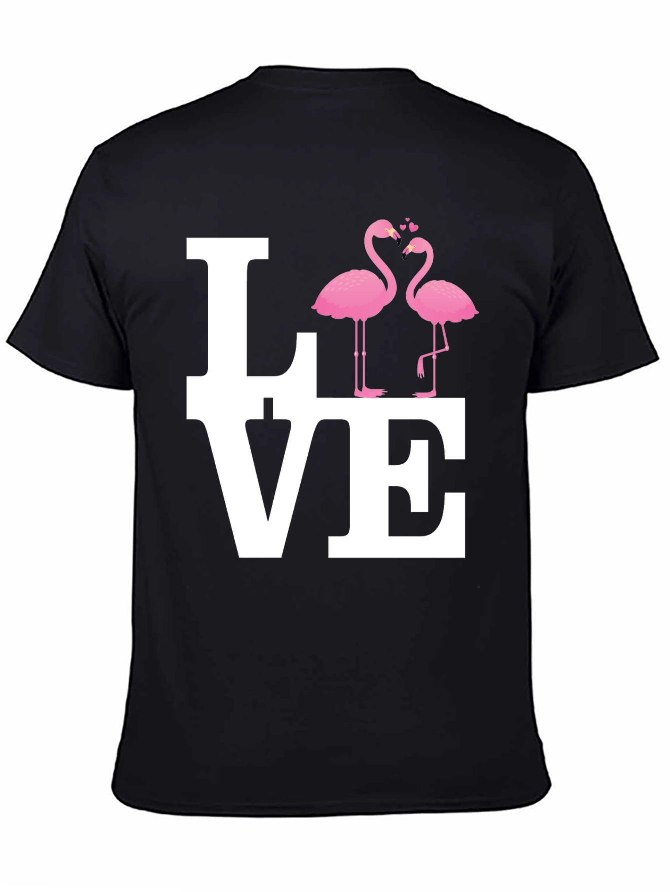 Love Flamingo Graphic Black T-Shirt