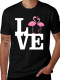 Love Flamingo Graphic Black T-Shirt