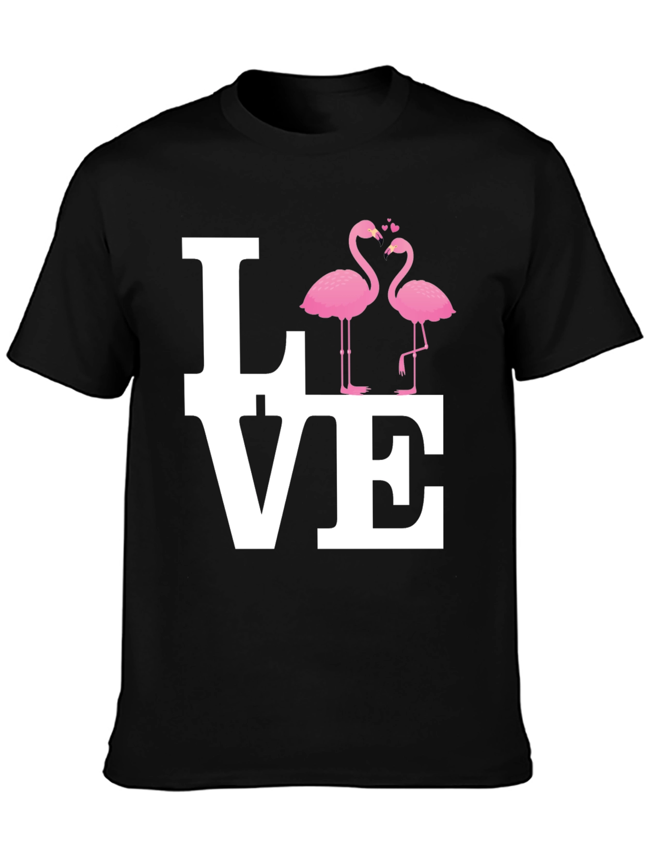 Love Flamingo Graphic Black T-Shirt