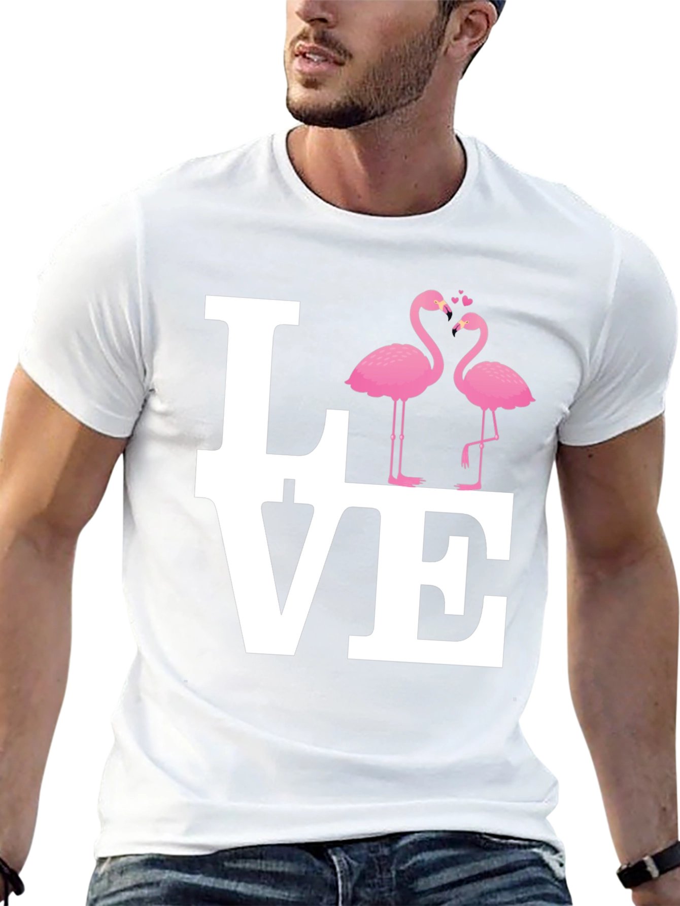 Love Flamingo Graphic Black T-Shirt