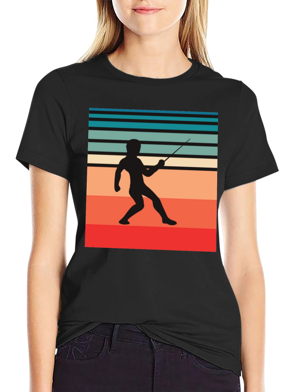 Retro Fencing Silhouette Graphic Tee