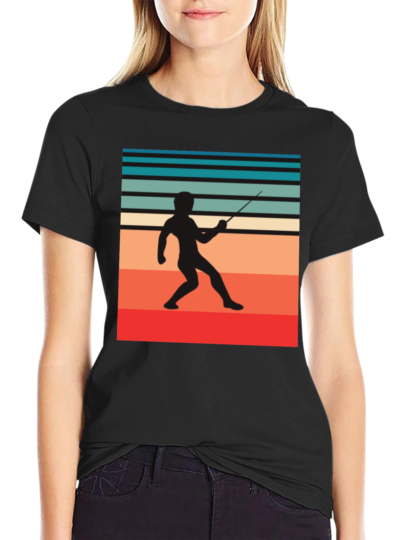 Retro Fencing Silhouette Graphic Tee