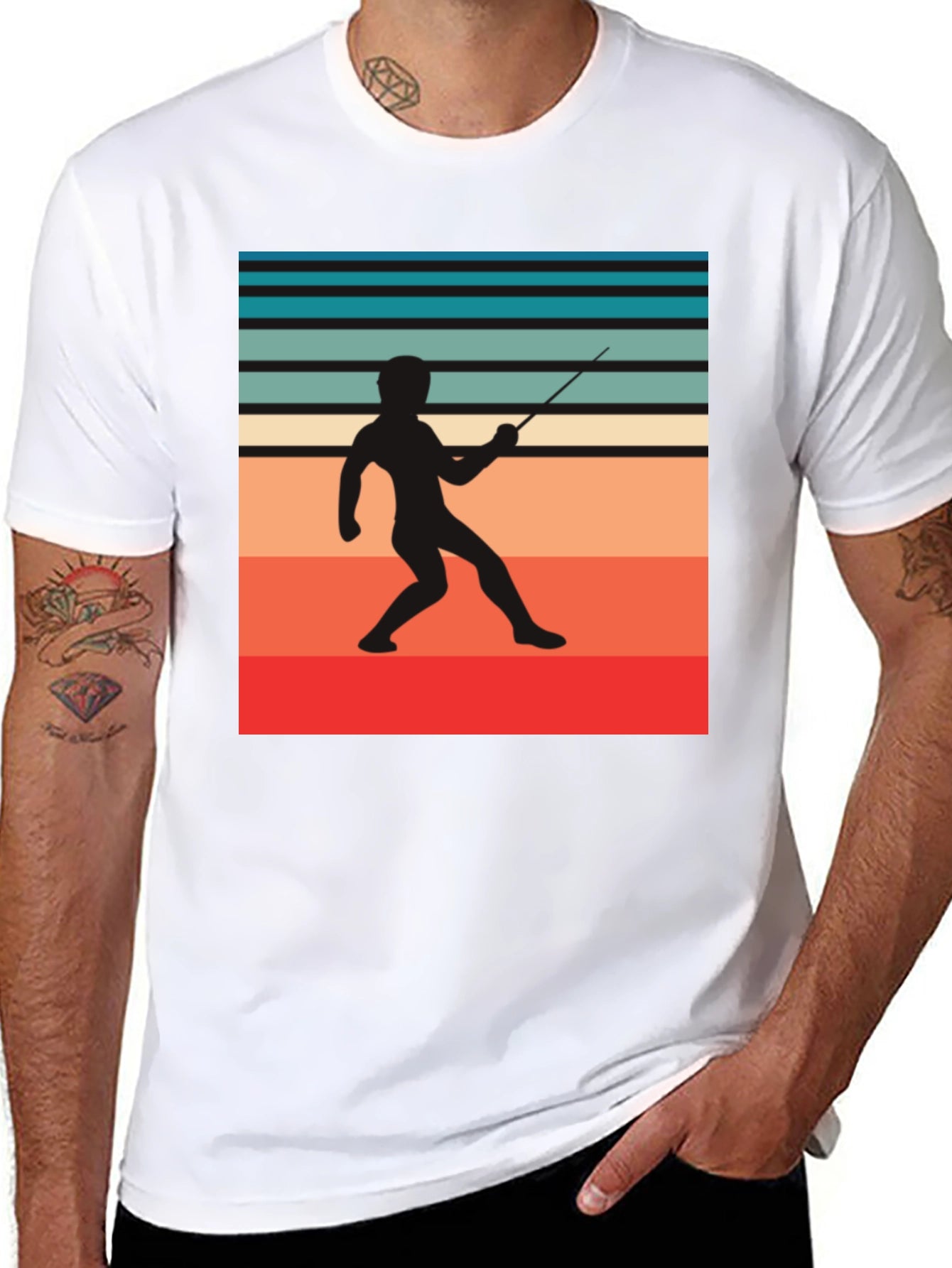 Retro Fencing Silhouette Graphic Tee