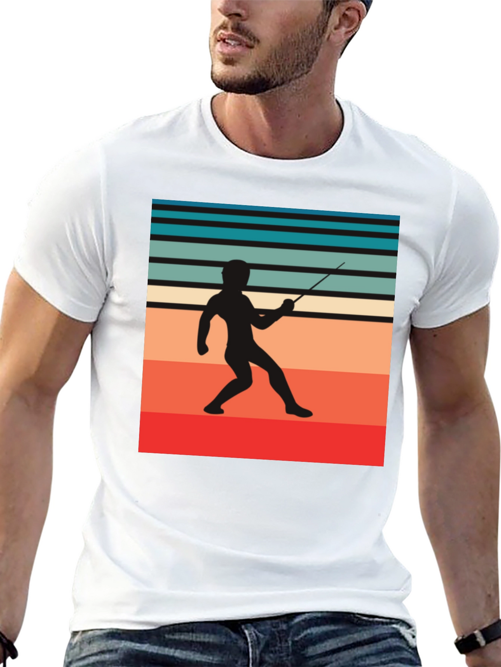 Retro Fencing Silhouette Graphic Tee