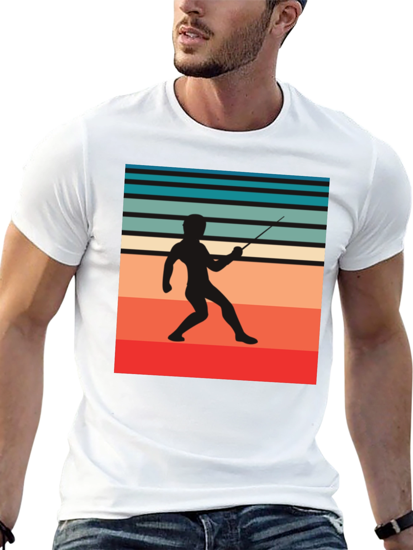 Retro Fencing Silhouette Graphic Tee