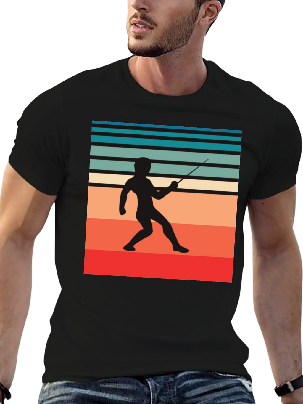 Retro Fencing Silhouette Graphic Tee