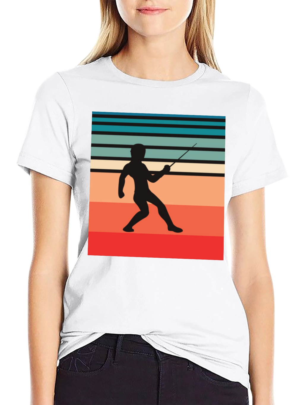 Retro Fencing Silhouette Graphic Tee