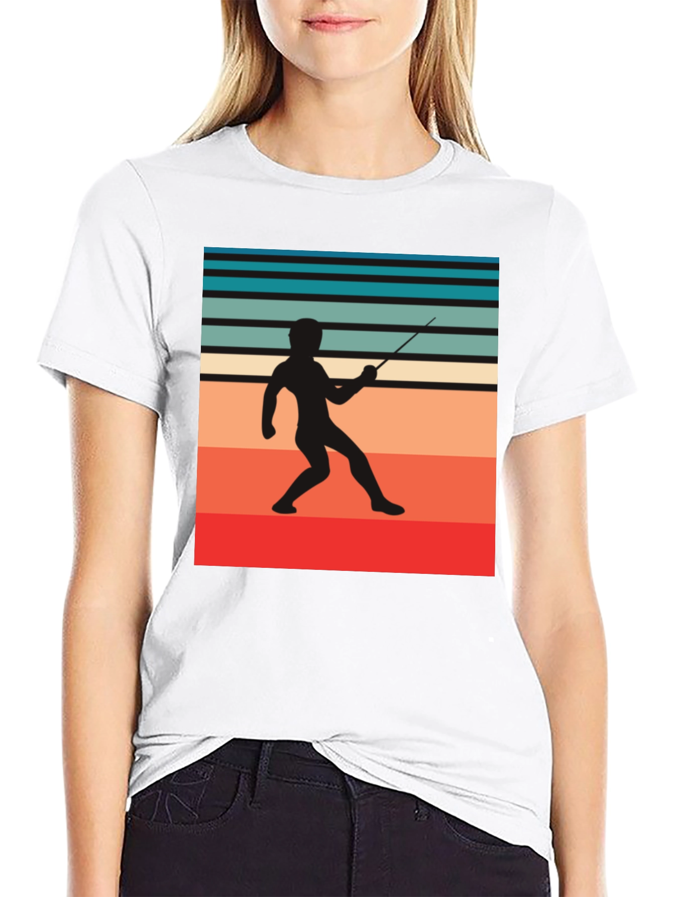 Retro Fencing Silhouette Graphic Tee