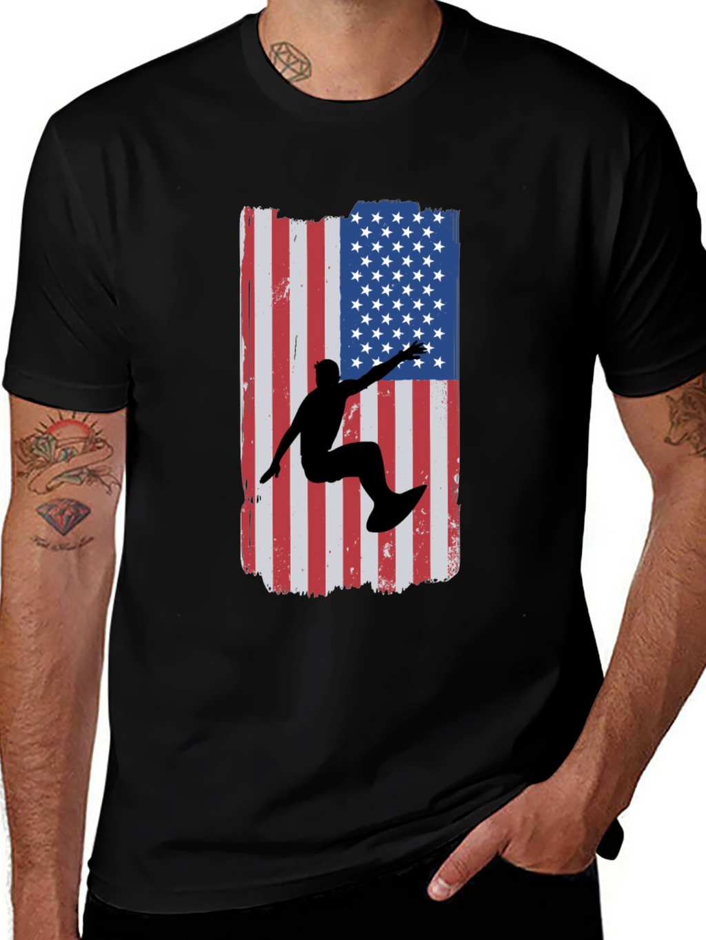 American Surfer Graphic Tee - Black Cotton T-Shirt