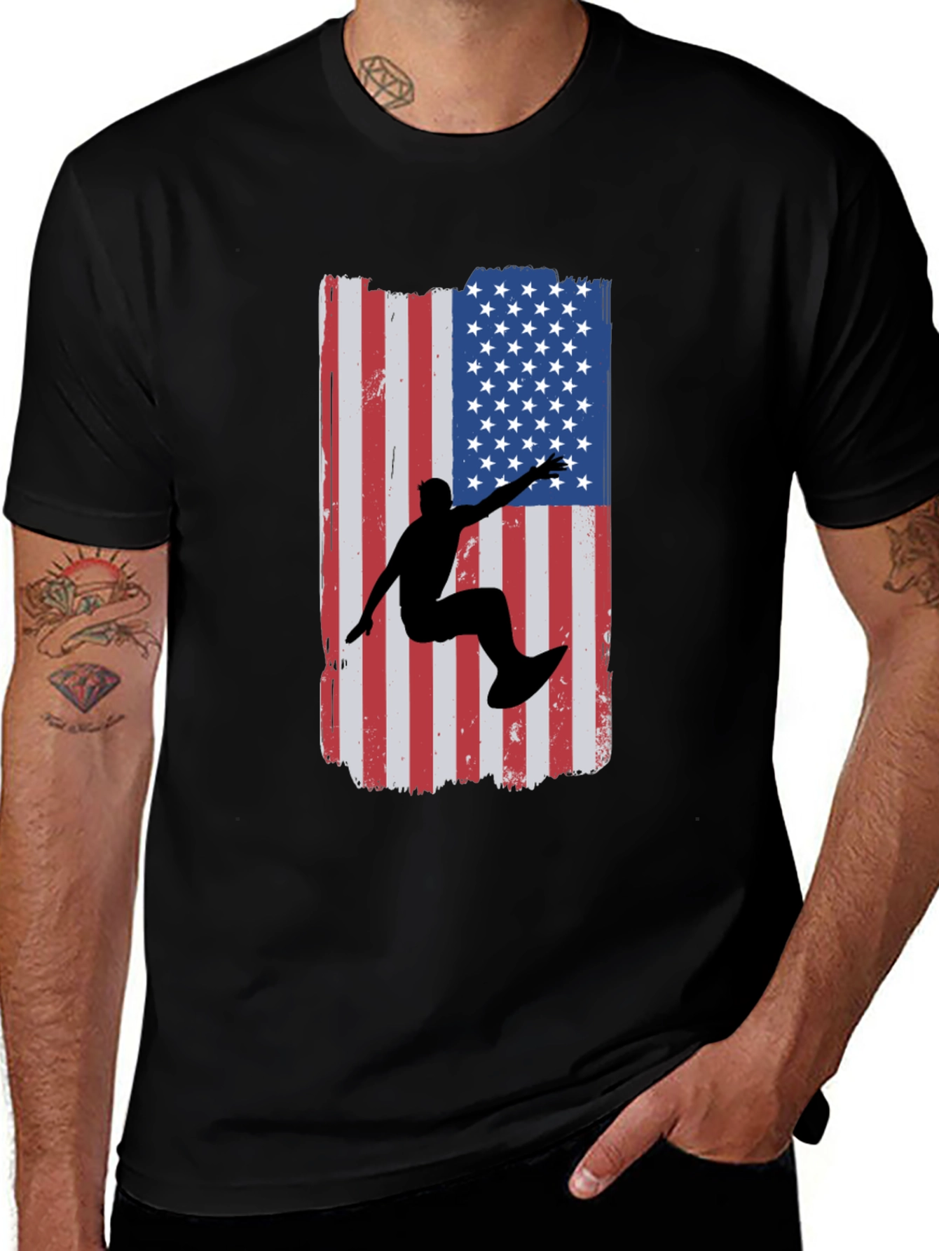 American Surfer Graphic Tee - Black Cotton T-Shirt