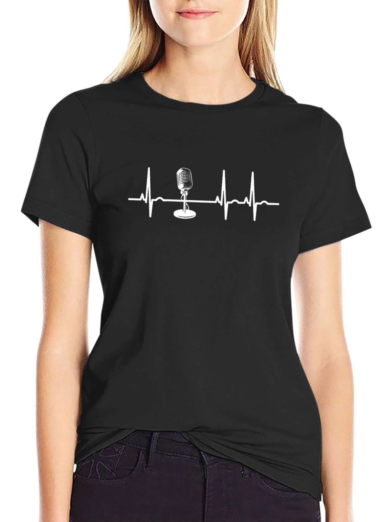 Microphone Heartbeat Graphic T-Shirt