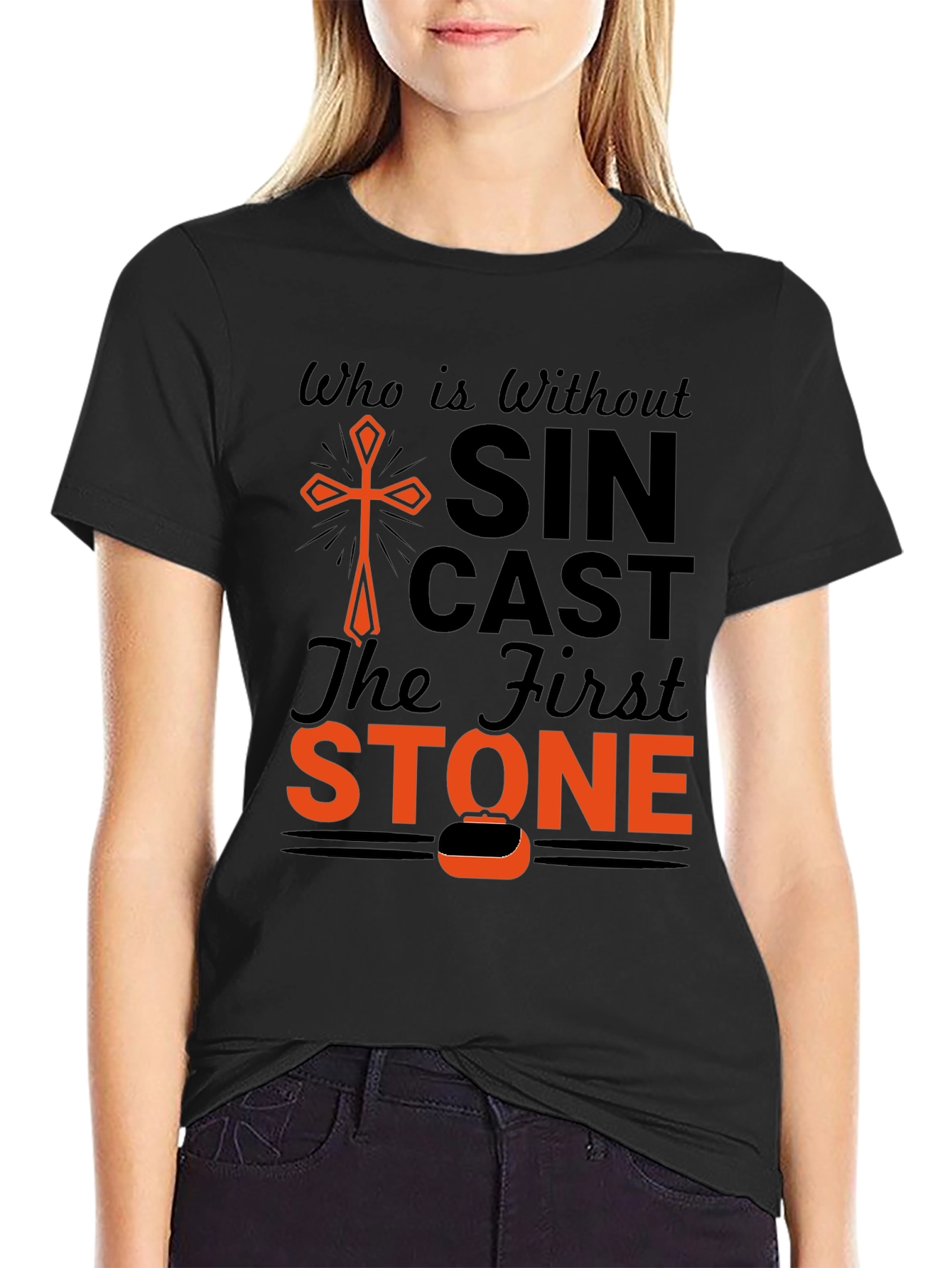 Who is Without Sin T-Shirt - Christian Design