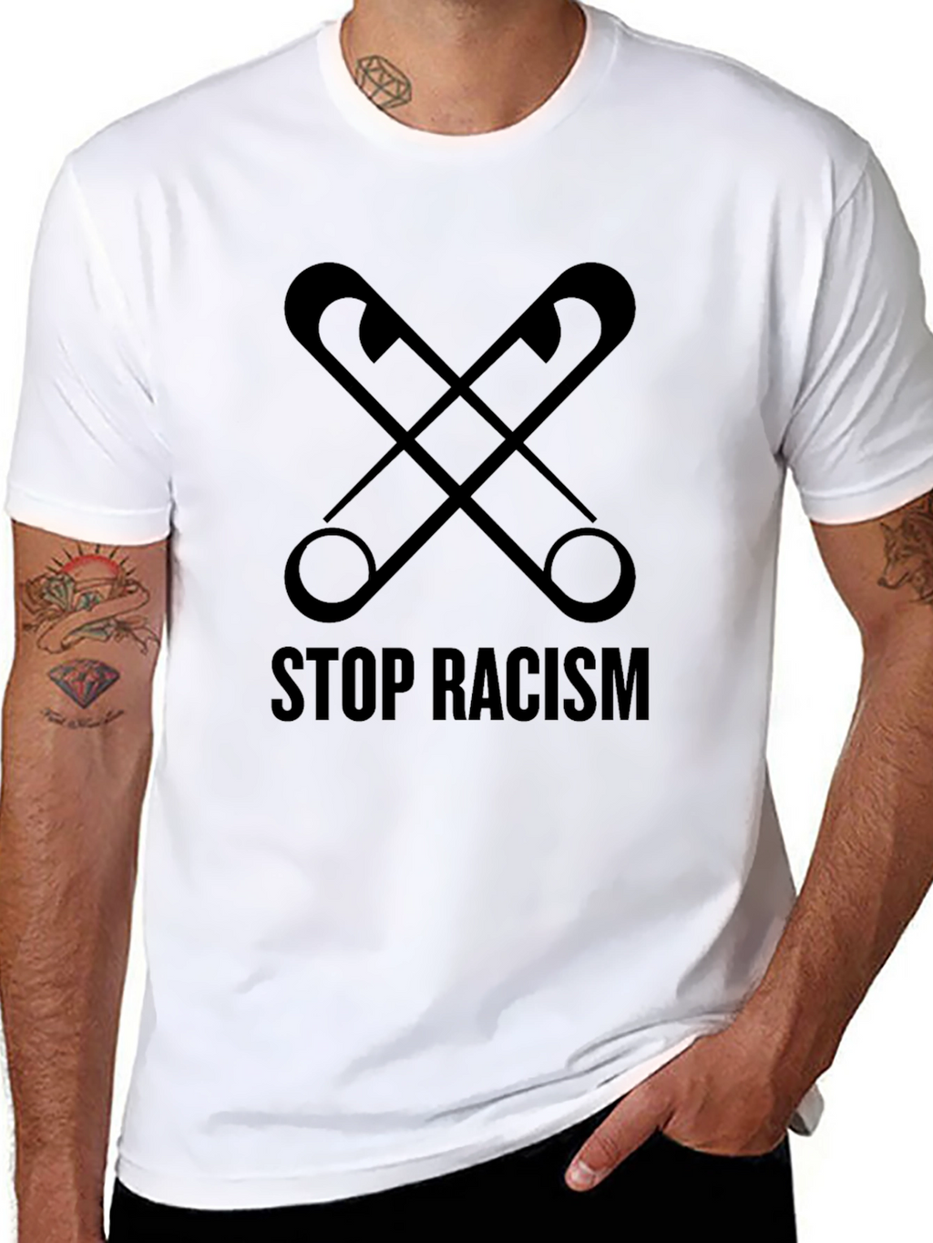Stop Racism Safety Pin Graphic Tee - Unisex