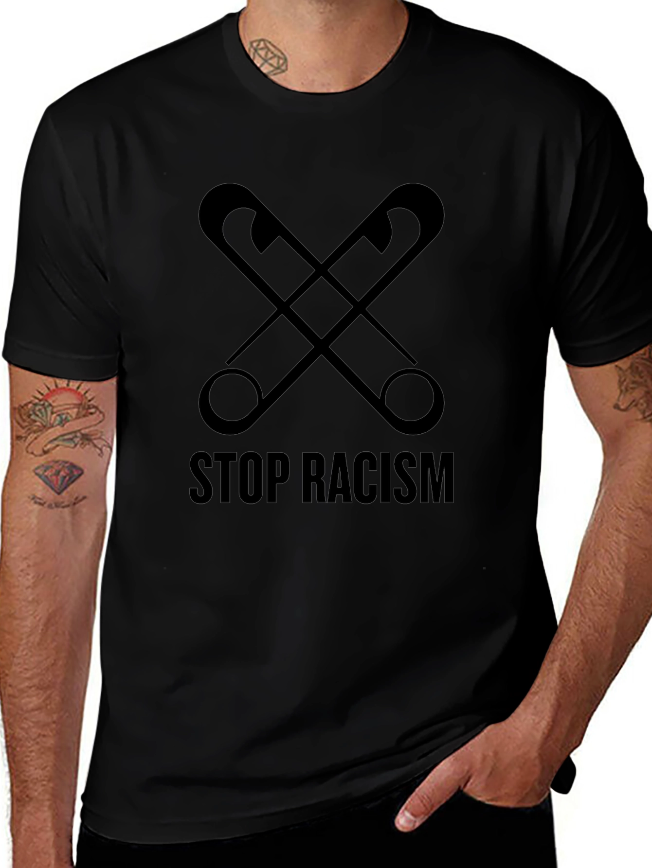 Stop Racism Safety Pin Graphic Tee - Unisex