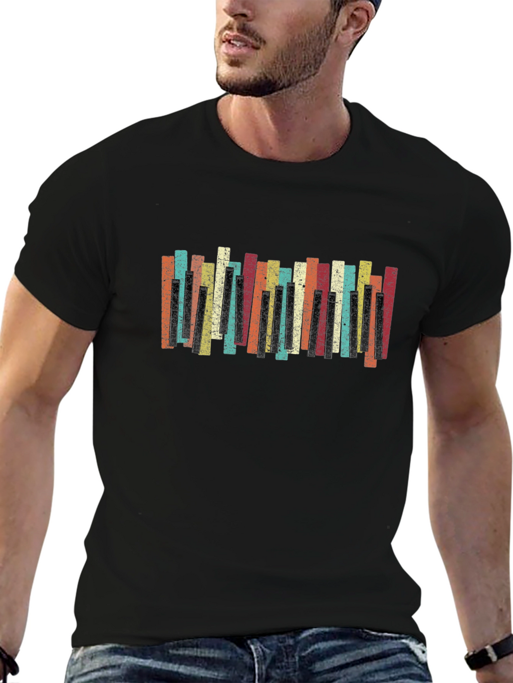 Retro Piano Keys Graphic Tee
