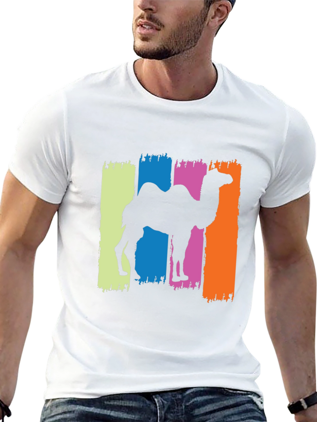 Camel Silhouette Graphic Tee - Black Cotton T-Shirt