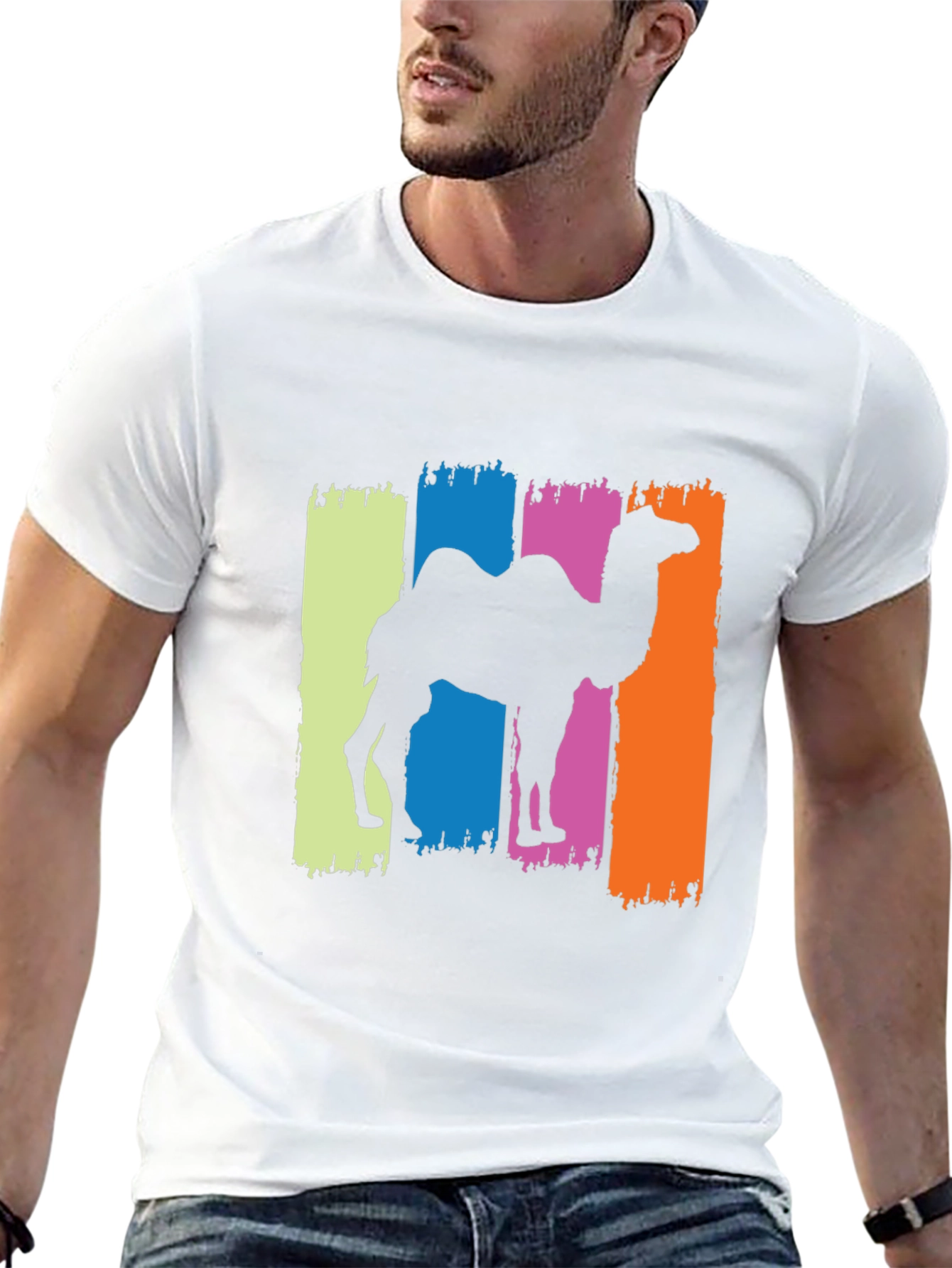 Camel Silhouette Graphic Tee - Black Cotton T-Shirt