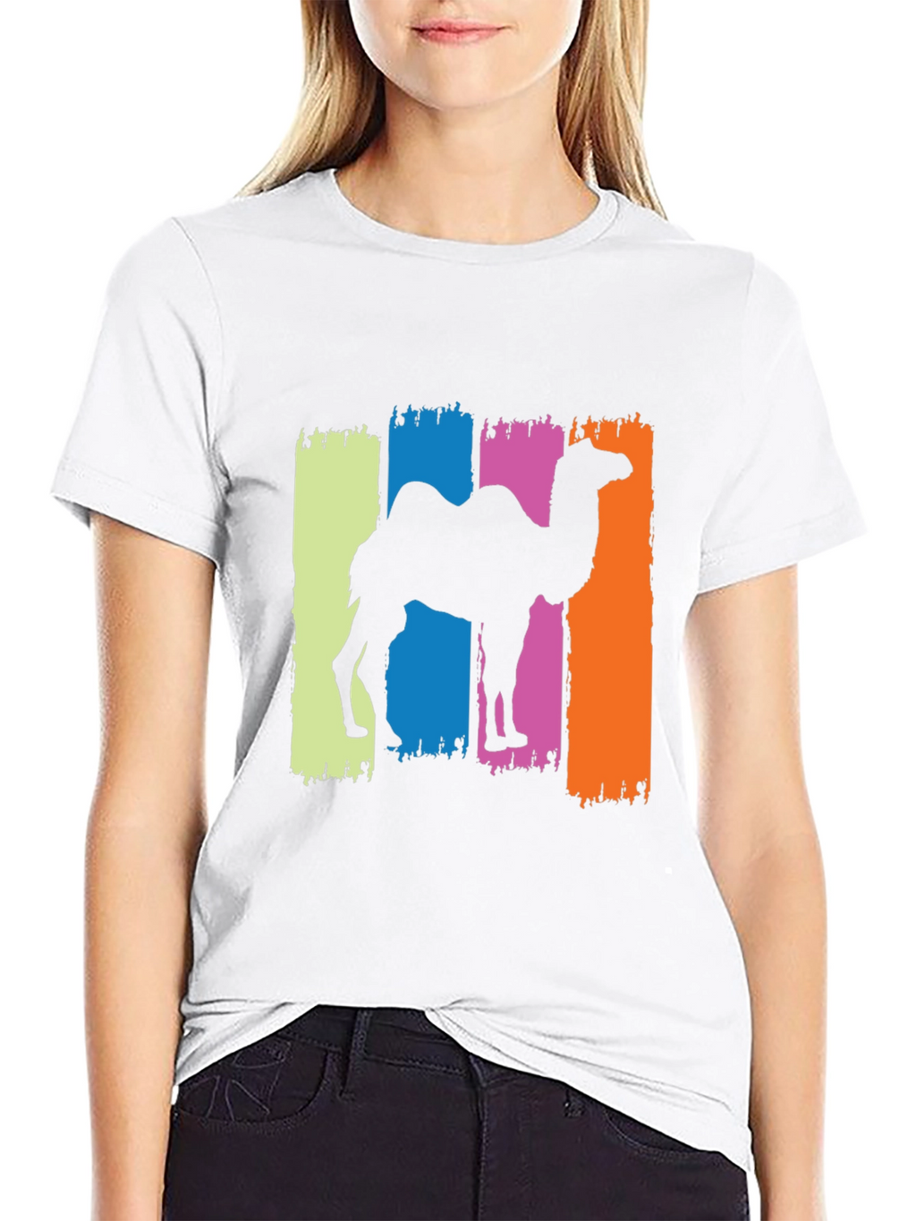 Camel Silhouette Graphic Tee - Black Cotton T-Shirt