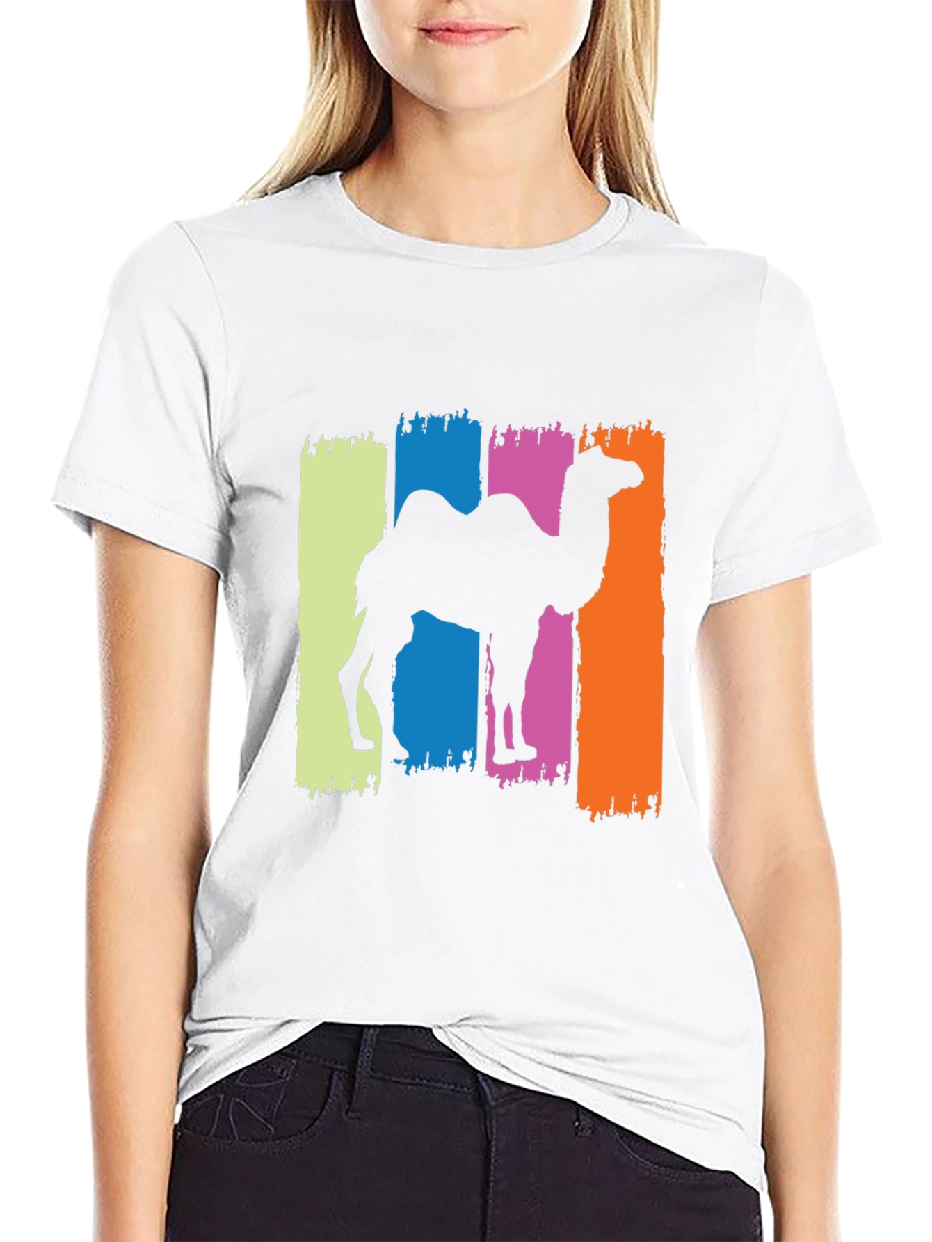 Camel Silhouette Graphic Tee - Black Cotton T-Shirt