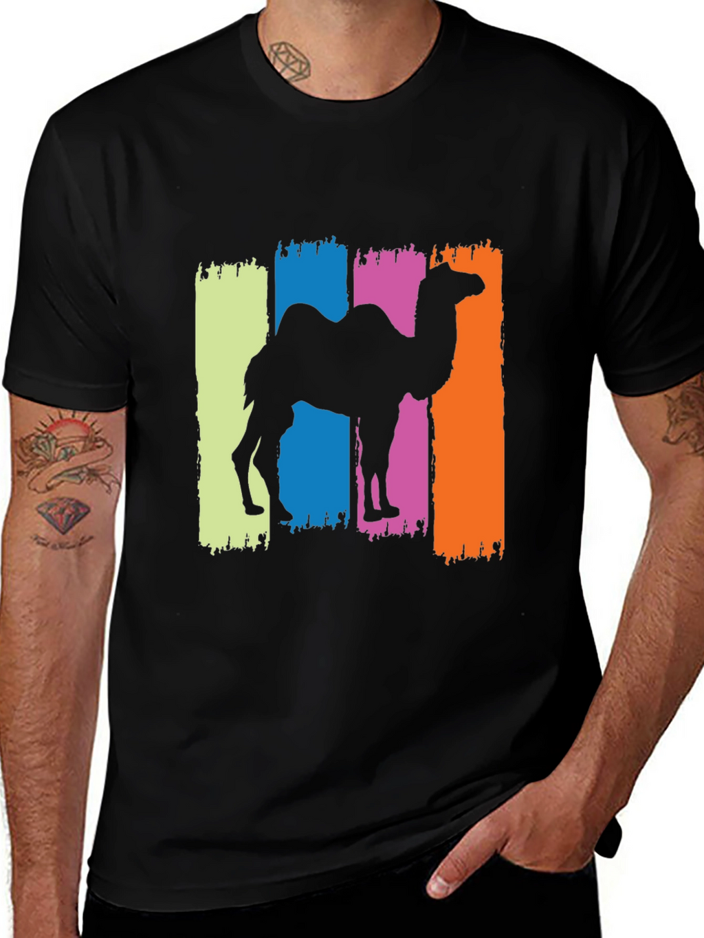 Camel Silhouette Graphic Tee - Black Cotton T-Shirt