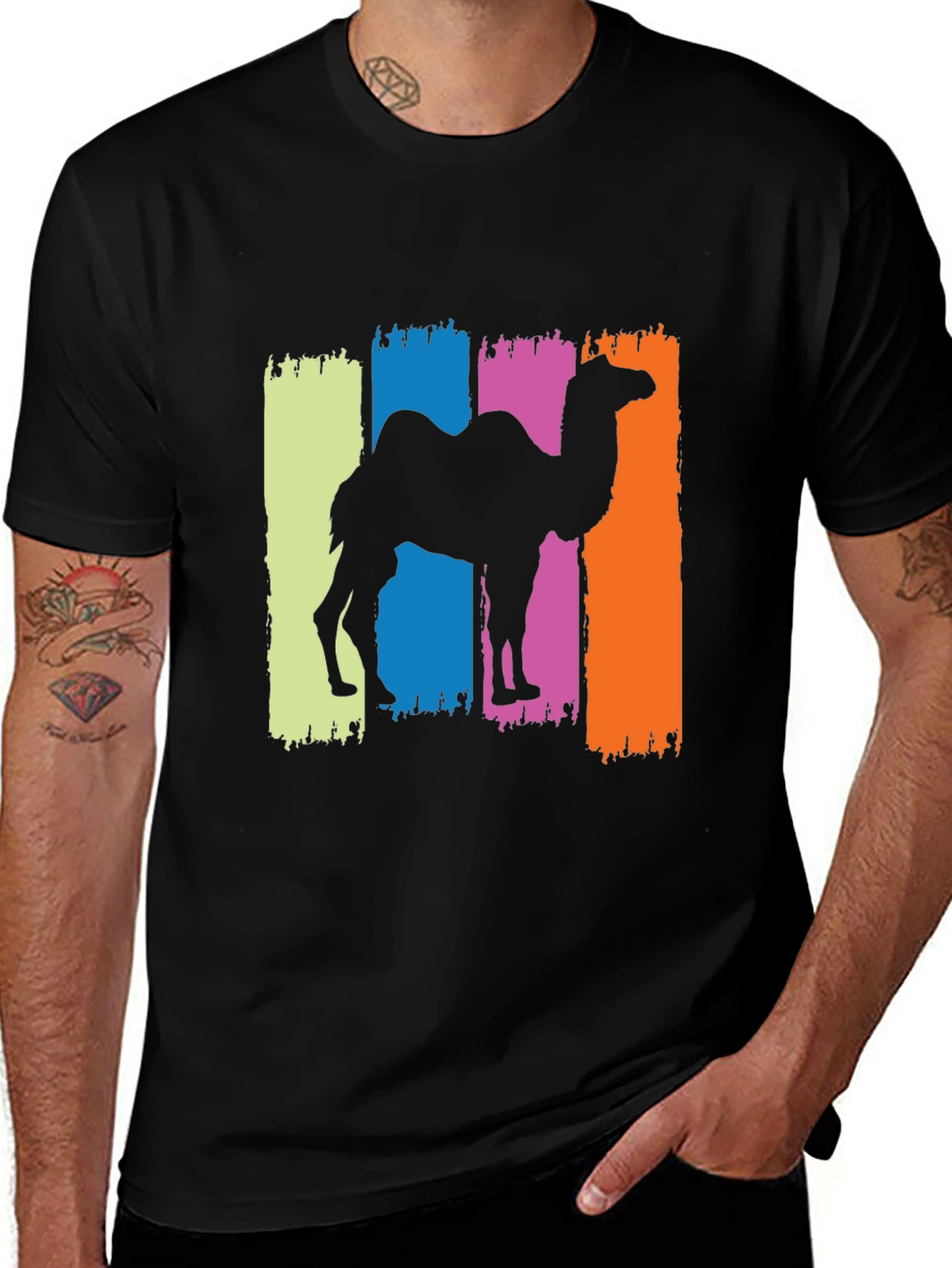 Camel Silhouette Graphic Tee - Black Cotton T-Shirt