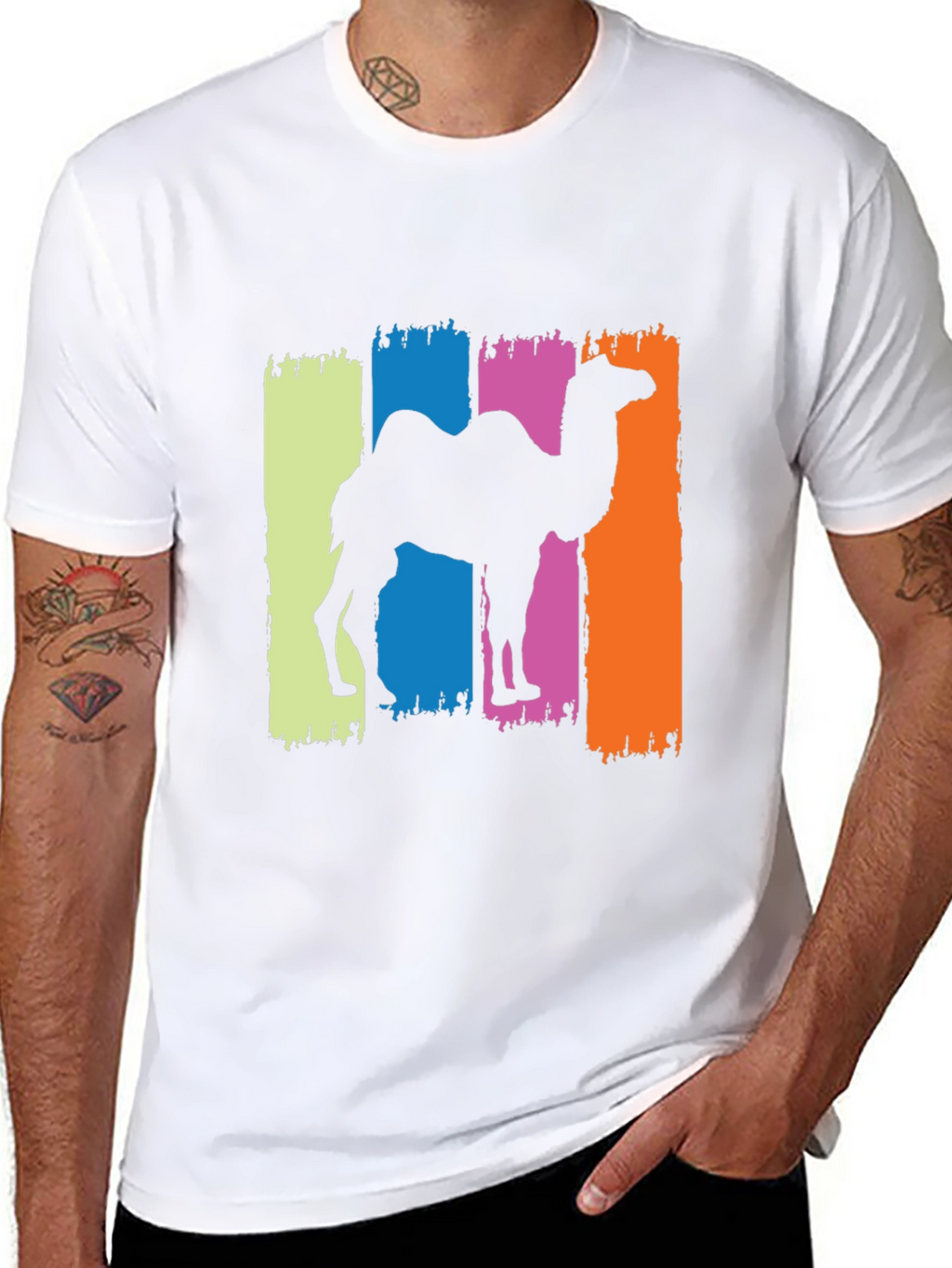 Camel Silhouette Graphic Tee - Black Cotton T-Shirt